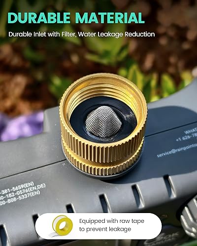 Miniatura 4 de RAINPOINT Temporizador de rociadores de 2 salidas, temporizador de agua para manguera de jardín, para riego al aire libre, retardo de