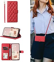 ESONG Wallet Case for Samsung Galaxy A26 5G/A16 4G 5G/A17 with Cord, PU Leather Flip Folio Cover, Crossbody Case for Girls with Magnetic, Kickstand, Card Slots Red
