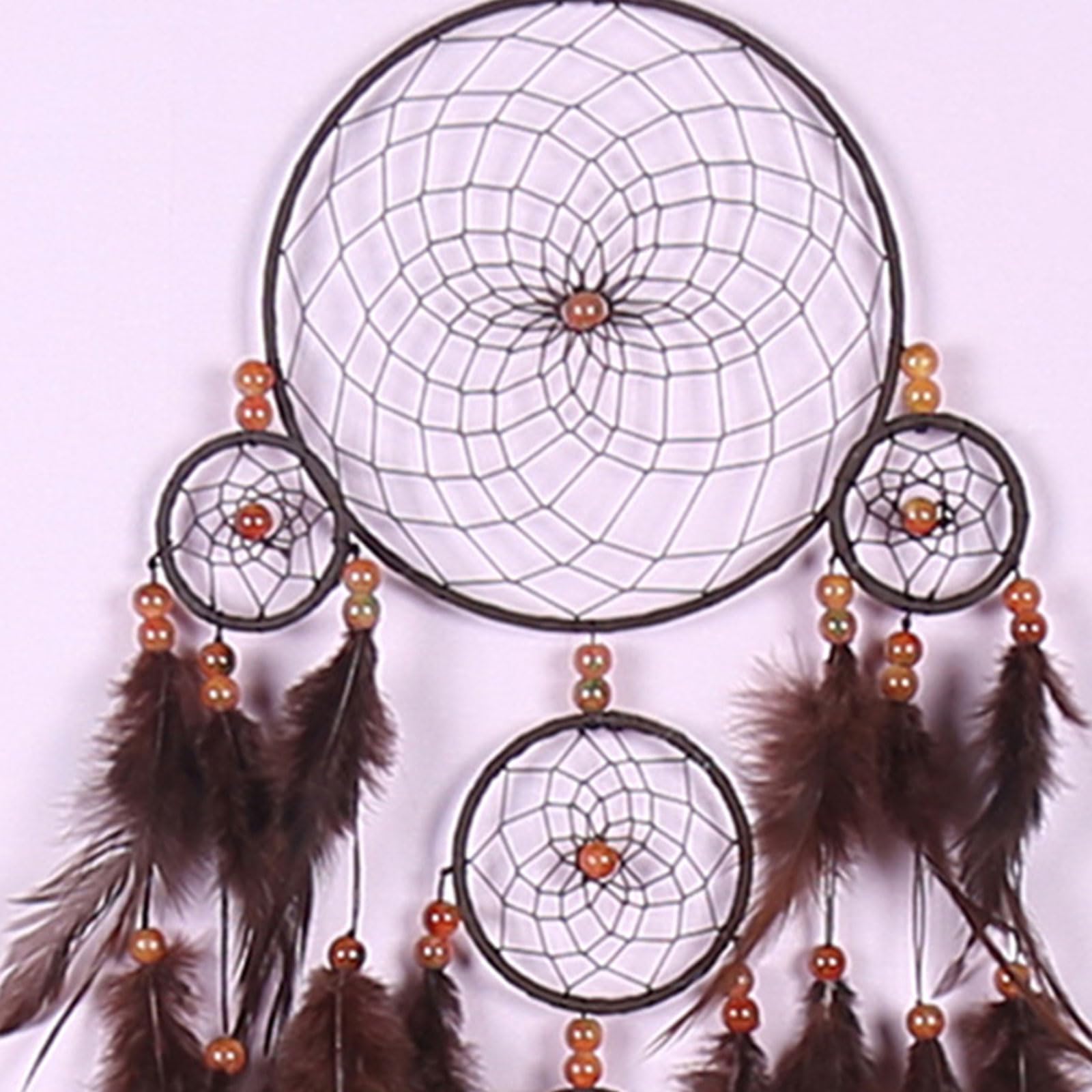 LOYKZCT Attrape-rêves Vintage à Cinq Anneaux, décoration Murale avec Perles, Plumes Faites à la Main, Ornements Suspendus, décorations de Chambre à Coucher, for la Maison, Grands capteurs de rêves