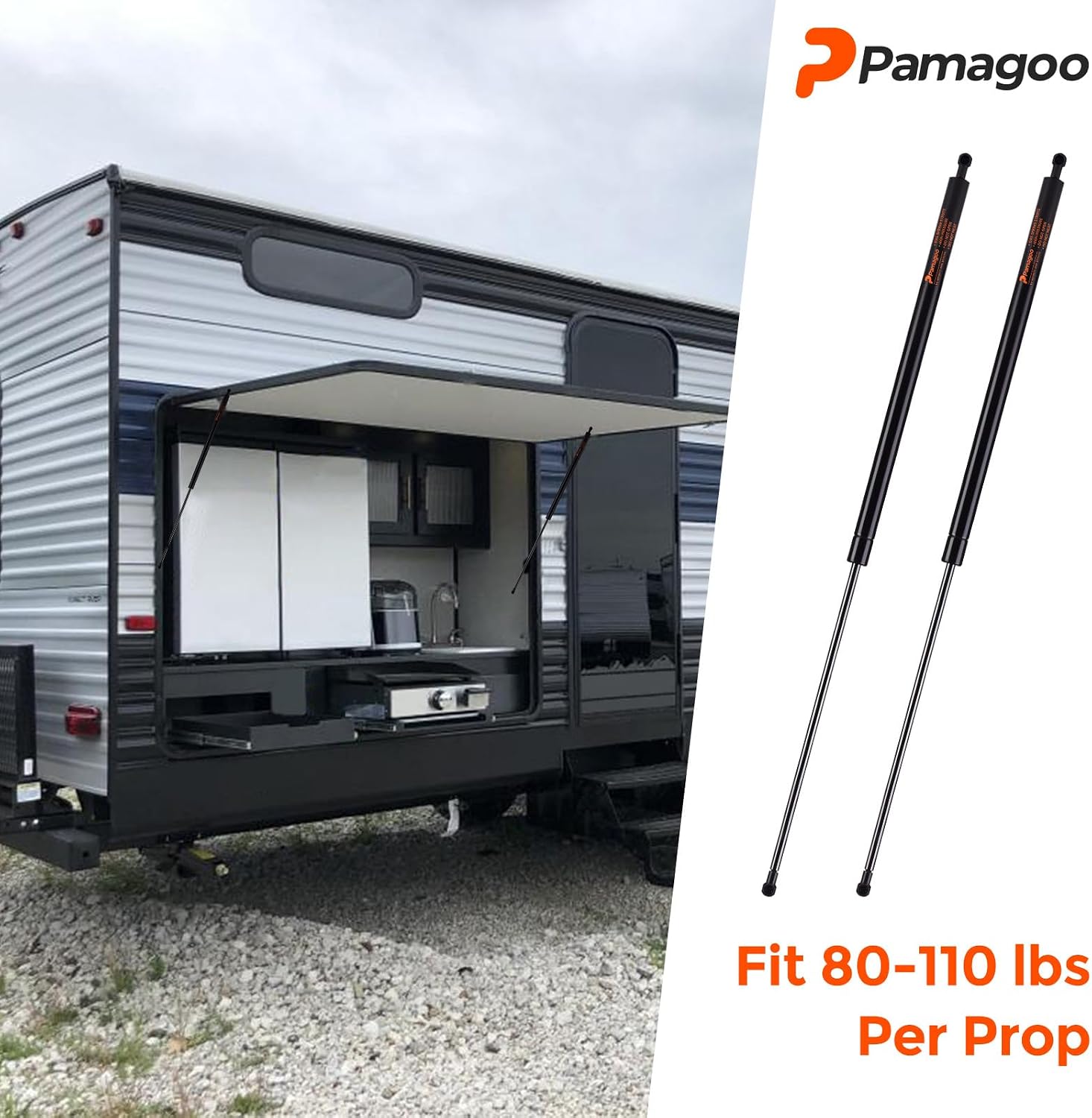 P8155 36 Inch 100 Lbs 445 N Gas Strut, 36" ST360M110010 Tonneau Cover Shocks for Truck Bed Pickup Cover Heavy Duty Lid Fiberglass Snowmobile Trailer Gas Spring, Qty 2