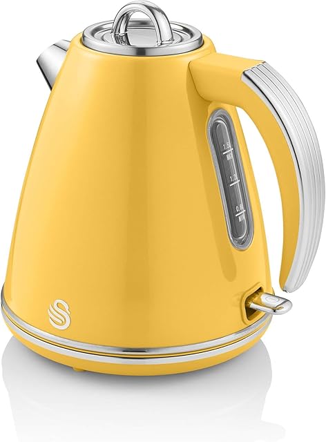 Swan Retro 1.5 Litre Jug Kettle, Yellow, with 360 Degree Rotational Base, 3KW Fast Boil, Easy Pour, SK19020YELN
