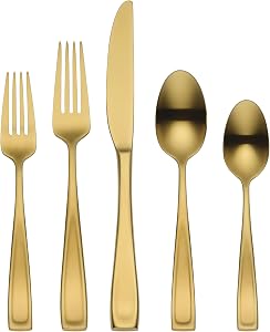Oneida 899228 Moda Gold Satin 20-Piece Flatware Set, Service for 4