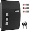 SONGMICS Mailbox, Wall-Mounted Lockable Post Letter Box with Viewing Windows, Nameplate, and Keys, Easy to Install, Black GMB30BK