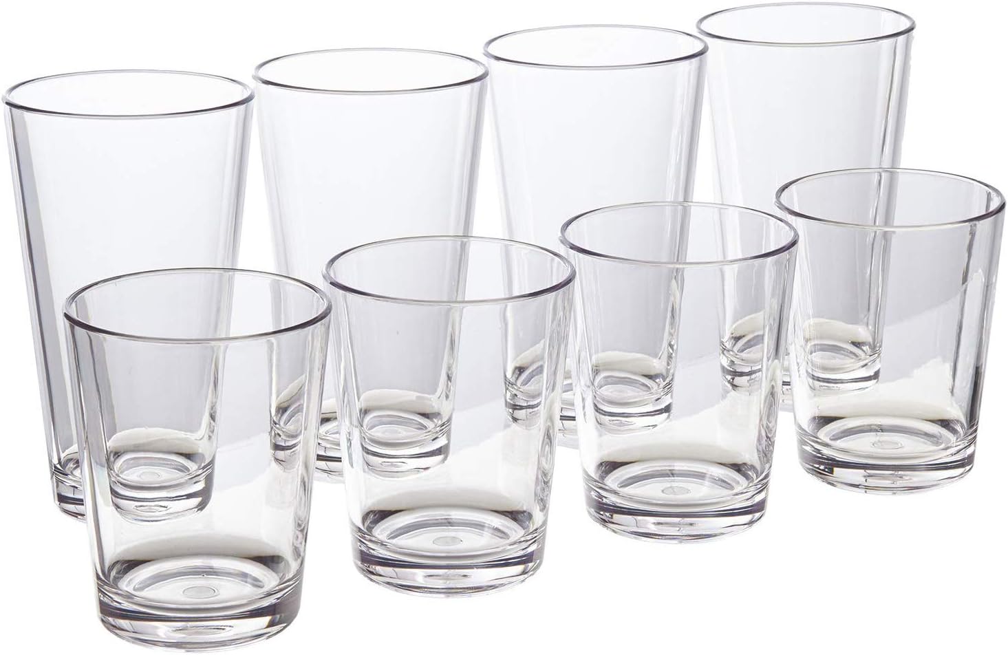 Bistro Premium Quality Clear Plastic Tumblers | set of 8 | four 15-ounce and four 20-ounce