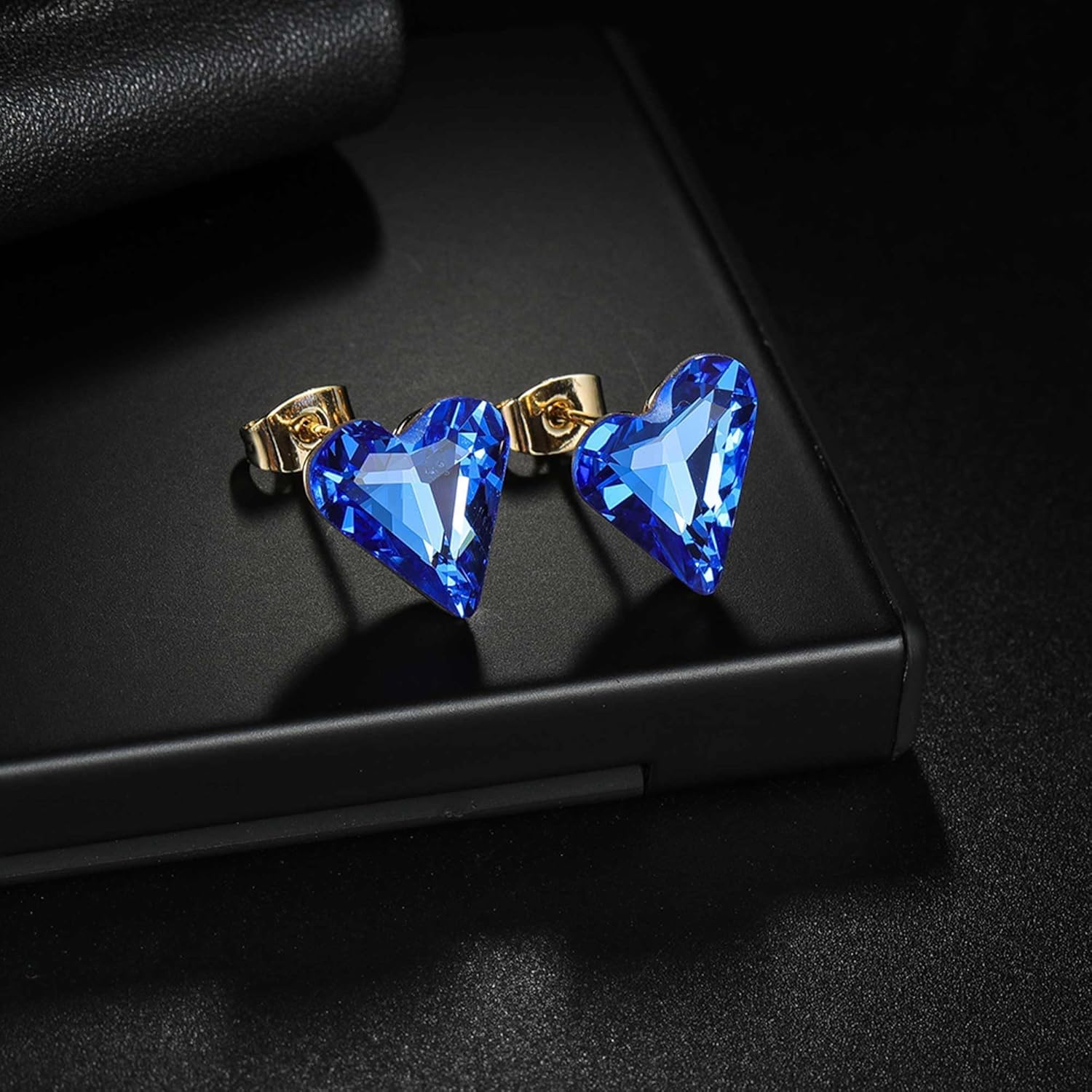 Fashion Austrian Crystal Heart Stud Earrings for Women 14K Gold Plated Hypoallergenic Formal Jewelry Gift - Image 4