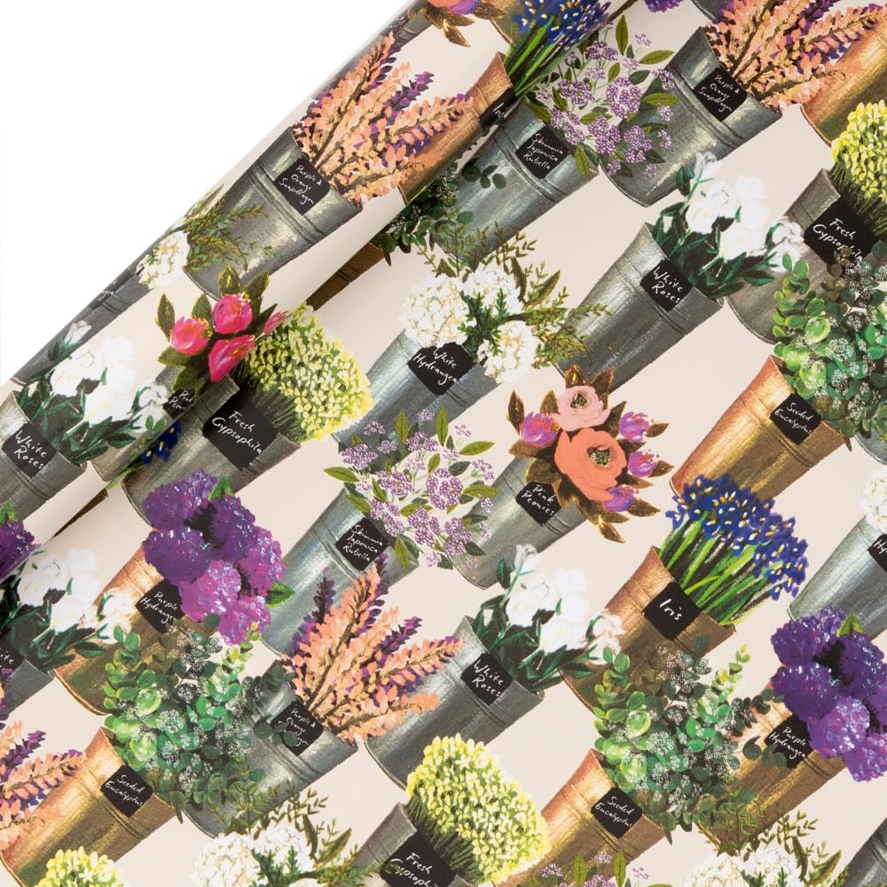 Glick - Flower Market Wrapping Paper Roll, for Birthdays and Other Celebrations, Gift Wrapping, Arts & Crafts, 4 metres x 70 cm, Bright Multi