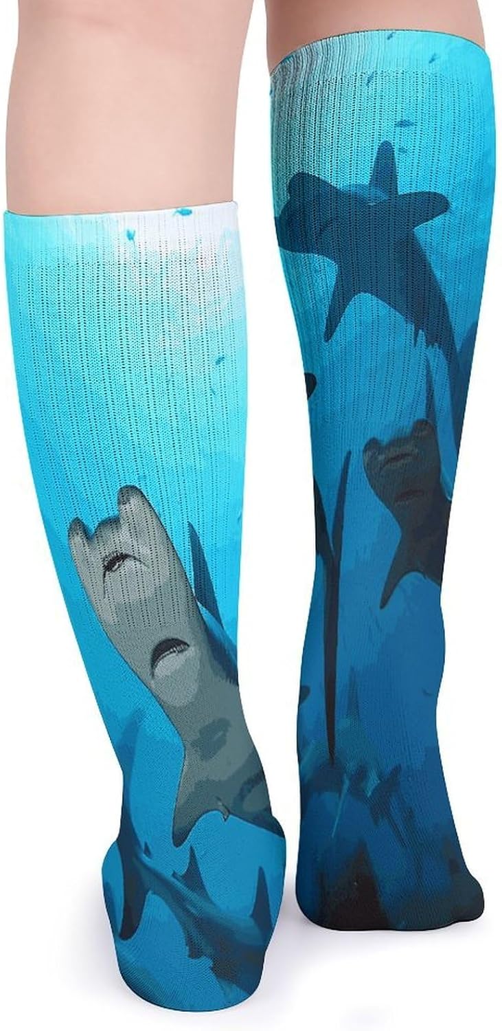 Hammerhead Sharks Knee High Socks Cozy Knee High Socks Soft Mid-Length Sock for All Seasons Daily Wear Adult