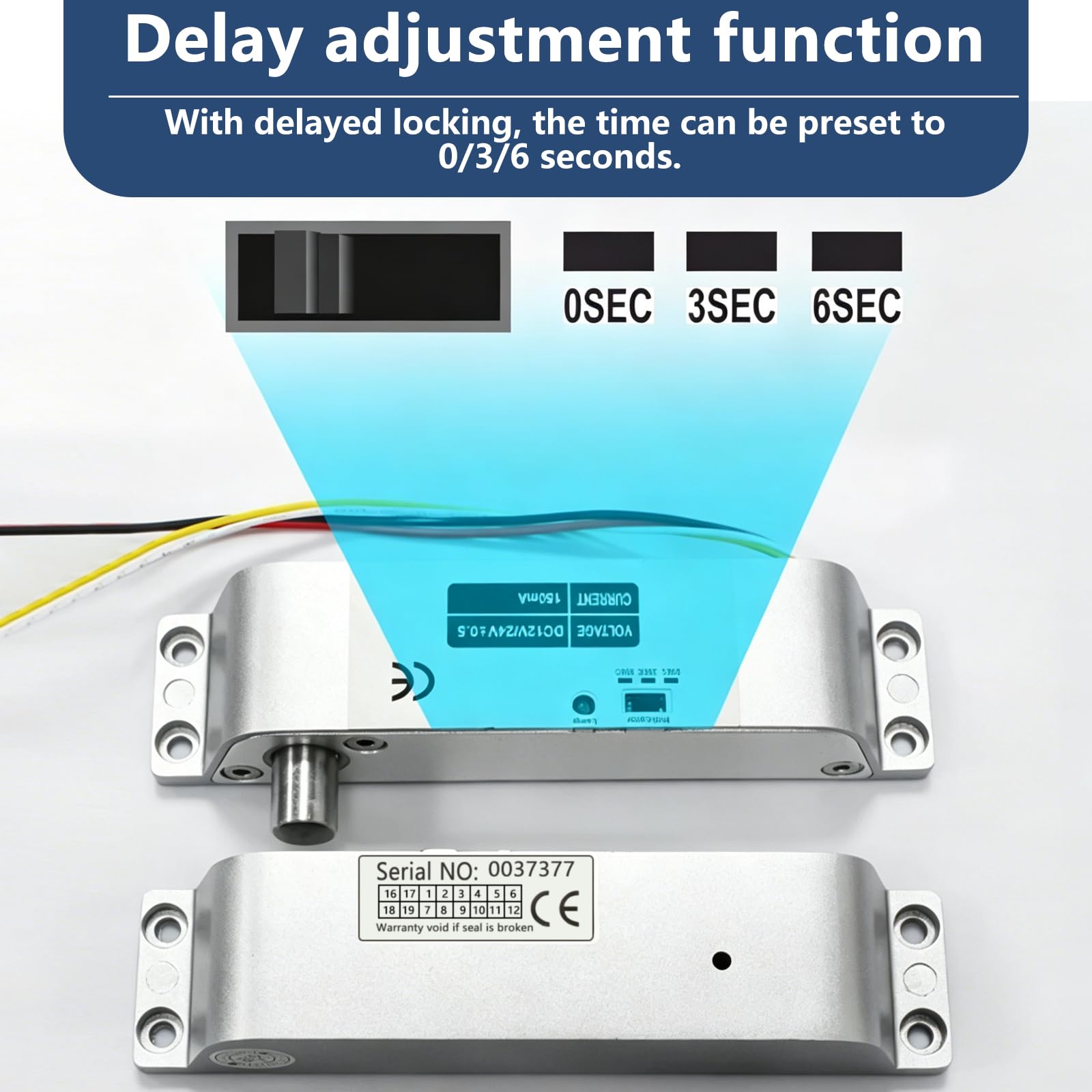 Elektryczny zamek śrubowy DC12V Fail Safe Tryb NC Elektroniczny zamek do drzwi z funkcją opóźnienia dla systemu kontroli dostępu