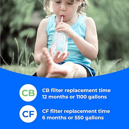 Miniatura 5 de Waterdrop G3 Filtro de repuesto para 1 año, paquete de 2 filtros WD-G3-CF y 1 filtro WD-G3-CB, repuesto para sistema de ósmosis inversa WD-G3-W,