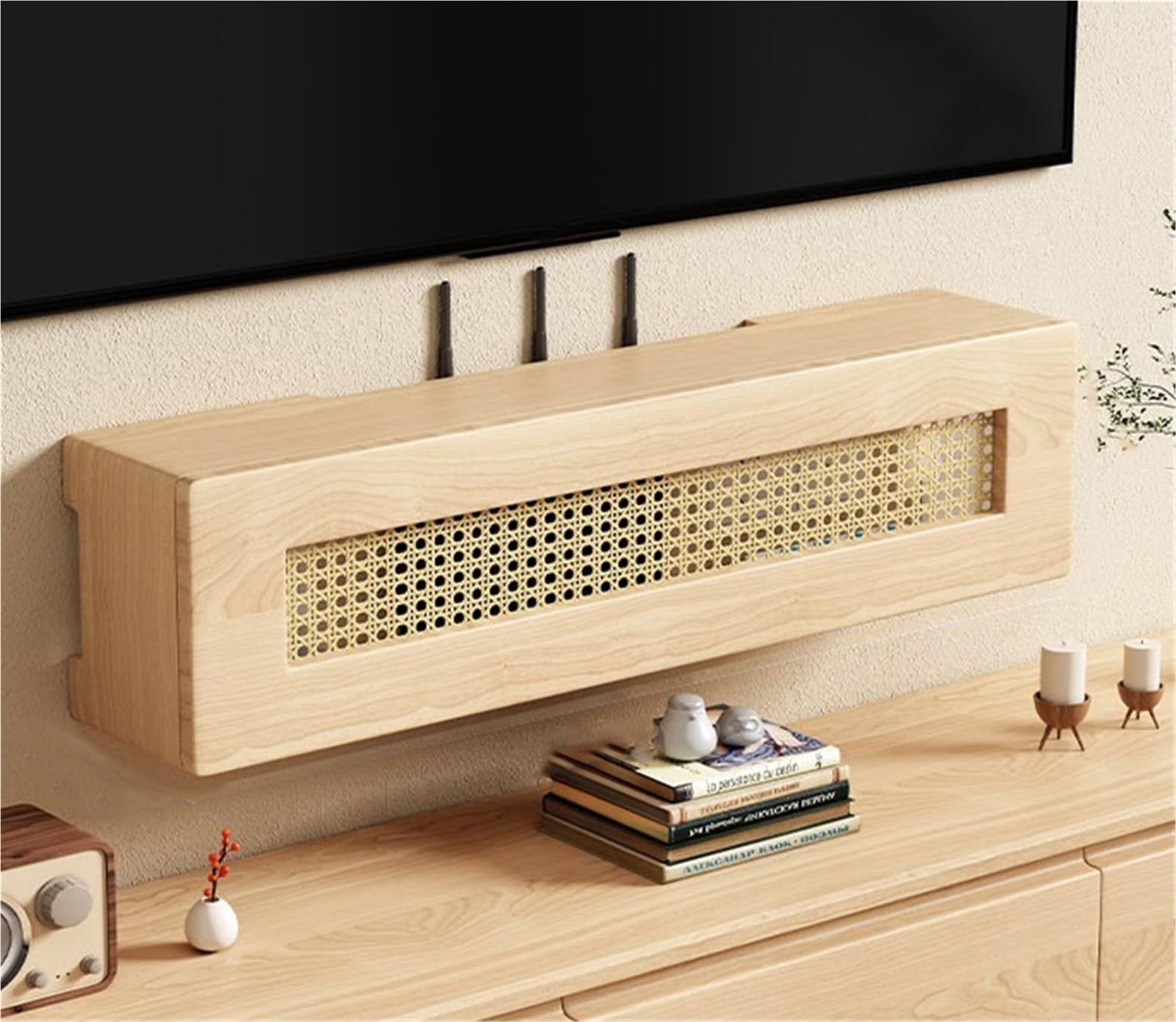 Housse routeur WiFi en rotin ventilé - Boîte de rangement sans perte de signal