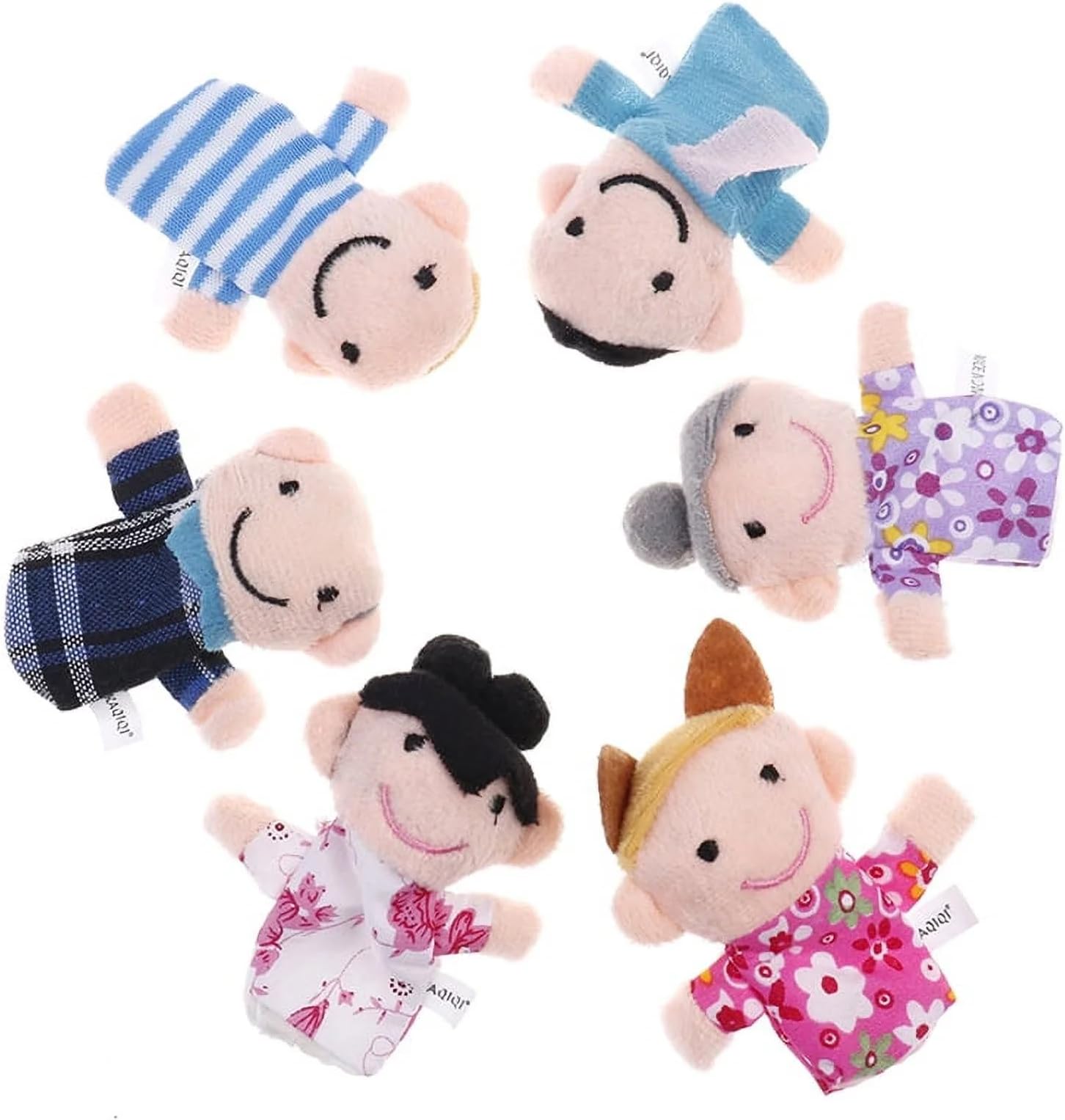 6Pc Mini Family Finger Puppet, Cloth Velvet Puppets,Family Members Finger Puppets Set, Party Favors Birthday Gifts Puppets and Puppet Theaters