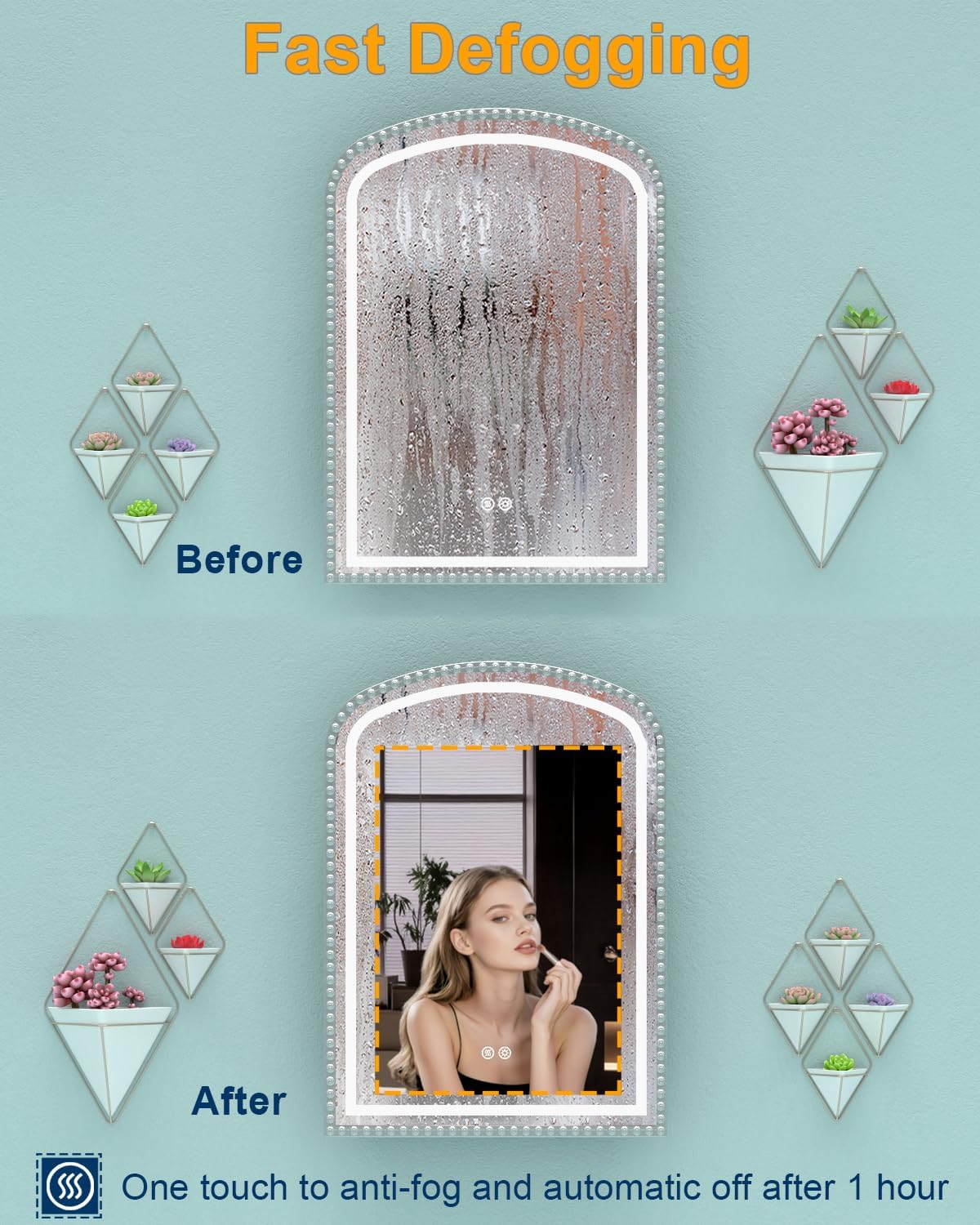 20x28 Inch Daisy Beaded LED Medicine Cabinet with Mirror, Lighted Bathroom Mirror with Storage Full-Metal, Dimmable 3 Colors Lighting Anti-Fog and Memory Function, 1 Organizer Box, Bling Silver image 5