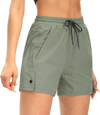 AFITNE Womens Hiking Shorts, Quick Dry Lightweight Summer Shorts for Golf Travel, 4"/ 7" Curvy-Fit with Zipper Pockets