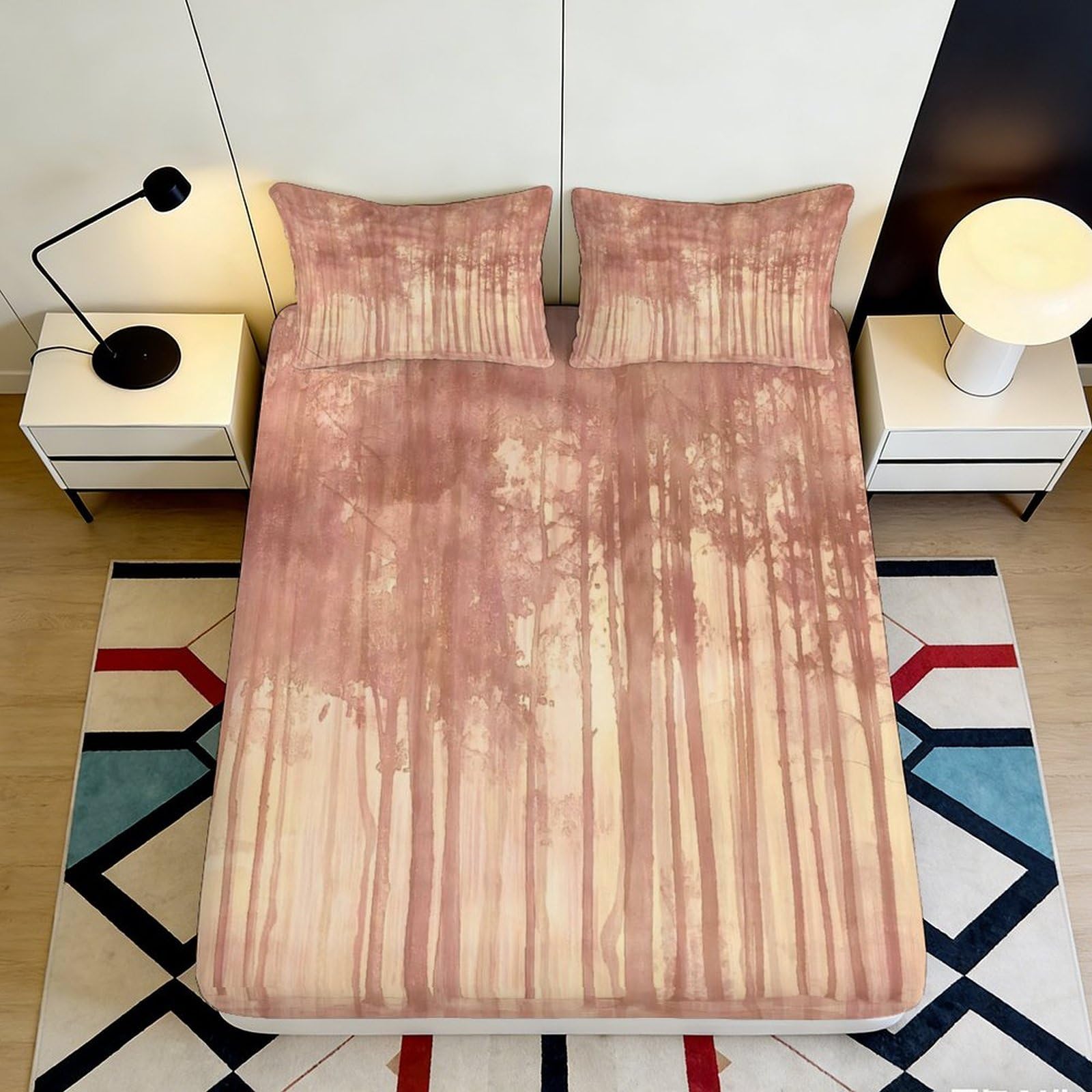 3D Printed abstract brown fitted sheet, soft touch microfiber, non-slip, easy care, guest room bedding, wrinkle resistant bed cover for bedroom decor, 117 90x200x25cm