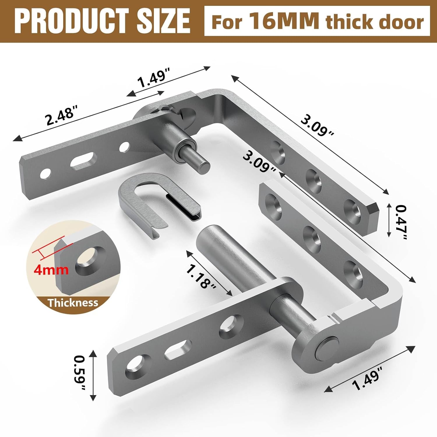 Saloon Door Hinges, Double Action Spring Hinge Self Closing, Heavy Duty Swinging Door Hardware for Cafe Doors, Two Way Swing, 304 Stainless Steel (MIN, Single Door 1 Pack)