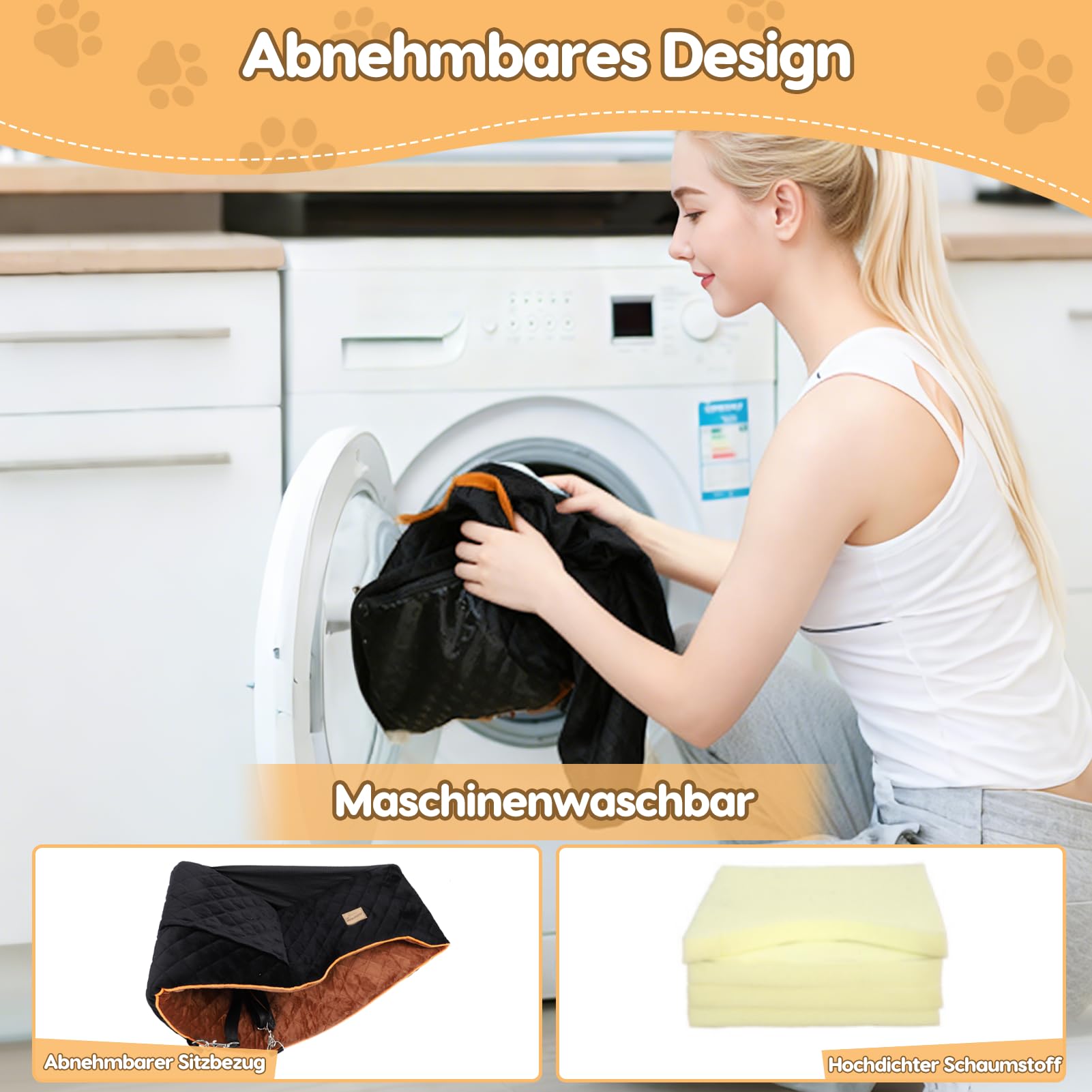Asiento de coche para perros – Asiento para perros extraíble y lavable con base antideslizante y bolsillos laterales para coche, viajes de camping, para perros pequeños/medianos de hasta 35 libras L