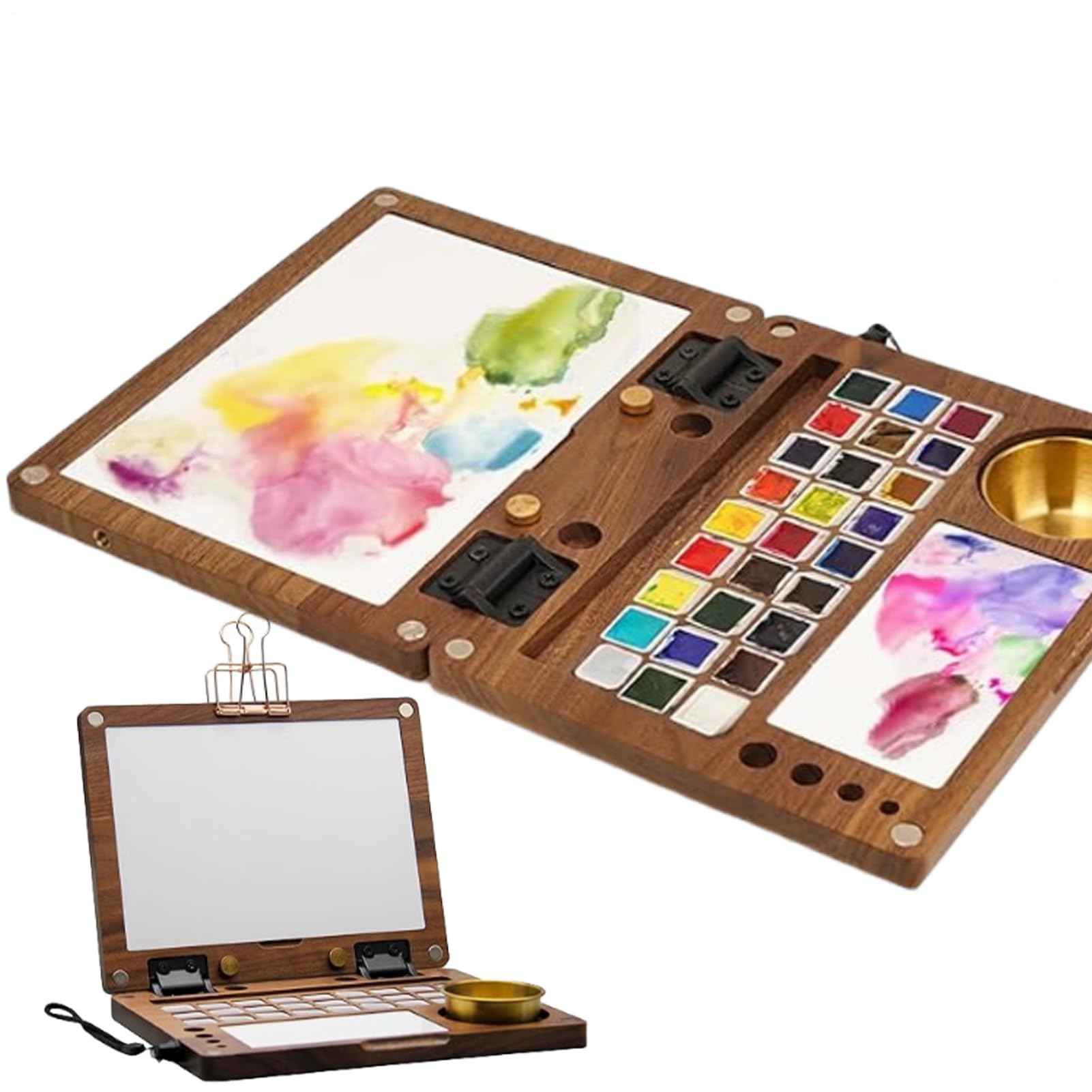 Paleta De Acuarelas Vacía 27 Casillas De Pintura Gouache De Madera