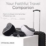 Proglobe Orthopedic Neck Pillow Travel Neck Pillows for Airplanes, Memory Foam Kit, Updated Resting Material, Airplane Travel Set with 3D Contoured Eye Masks, Earplugs, and Luxury Mesh Bag (Grey)