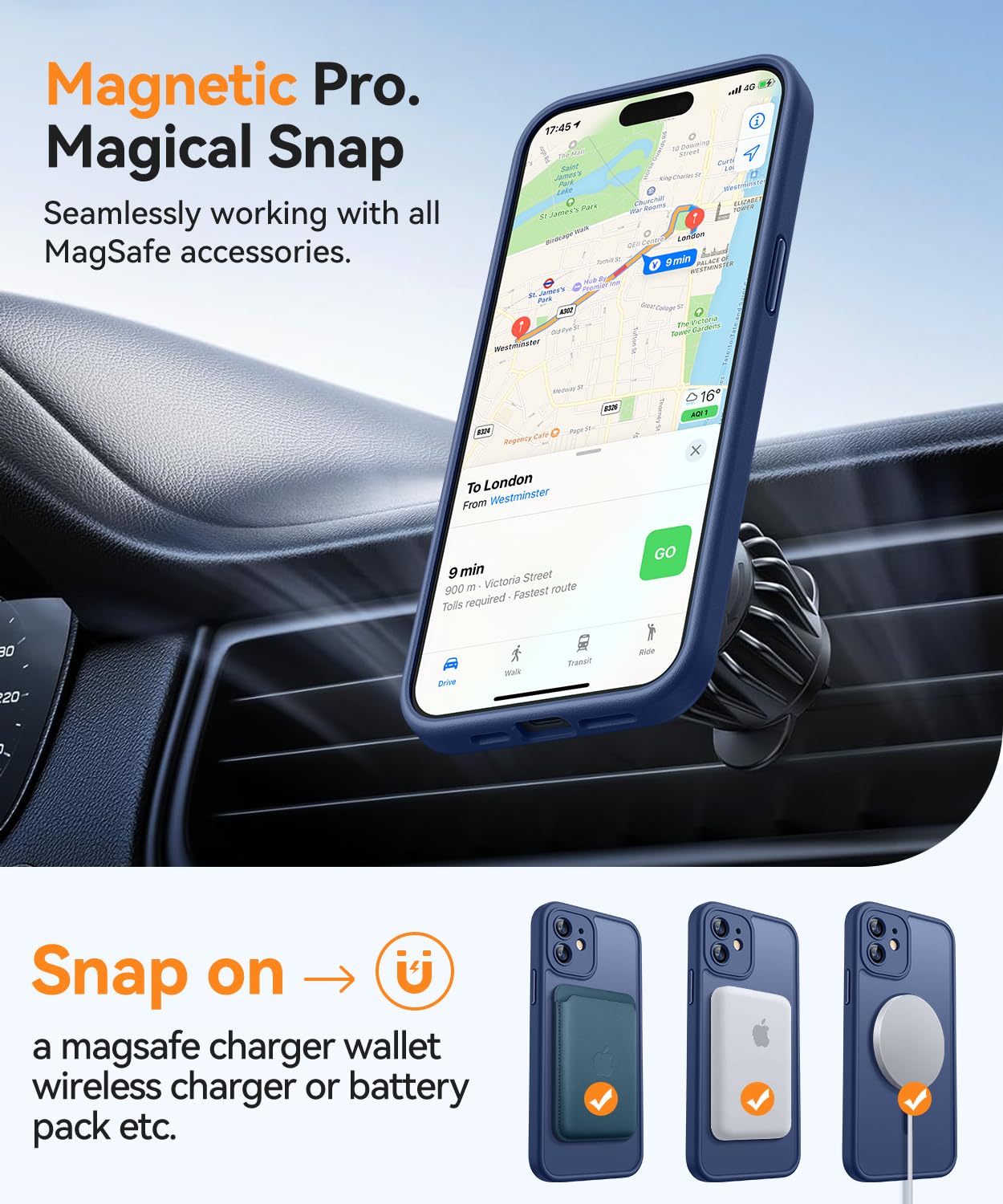 CANSHN Magnetica Cover per iPhone 12(6.1 Pollici), [Protezione Completa Della Fotocamera] Custodia Traslucida Opaca Protettiva Sottile Antiurto,Blu Profondo