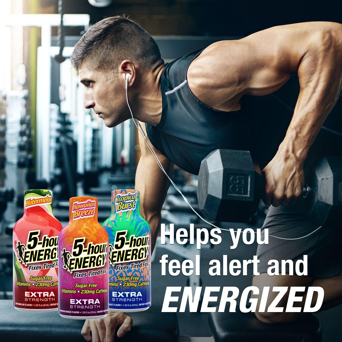 5-Hour Energy Extra Strength Shots Variety Pack, 30 Count (1.93 fl oz) - Tropical Burst, Hawaiian Breeze, Watermelon Flavors - Image 3