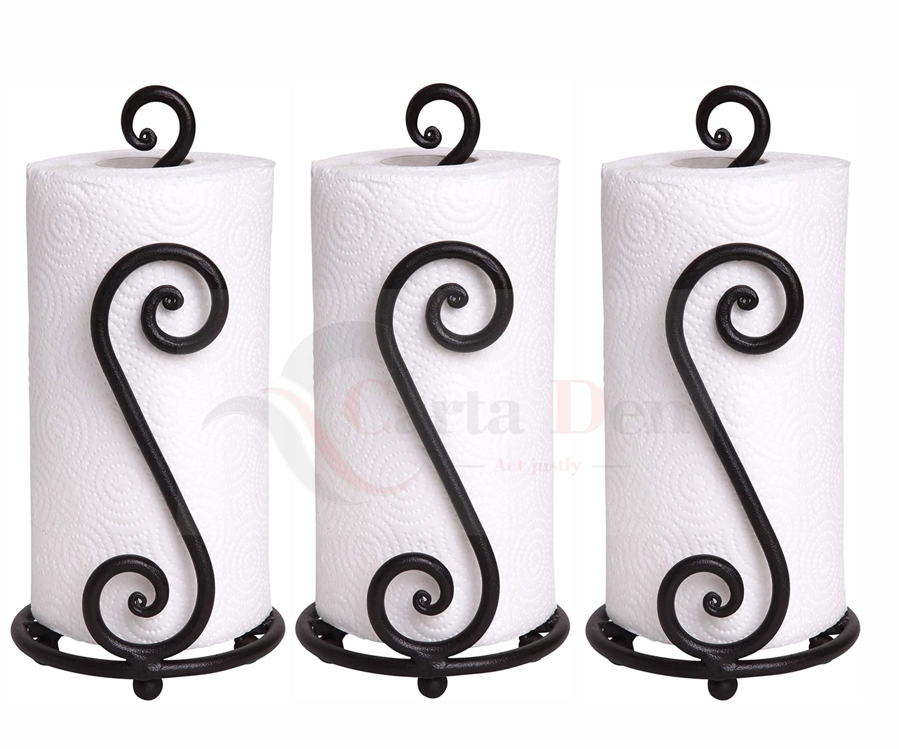CartaDen Tissue Paper Roll Stand Organizer and Dispenser for Bathroom, Vanity, Shelf, Cabinet Organization - Tissue Paper. (Black Curvy Set of 3) (B0B3G3PVT9) Amazon Price History, Amazon Price Tracker