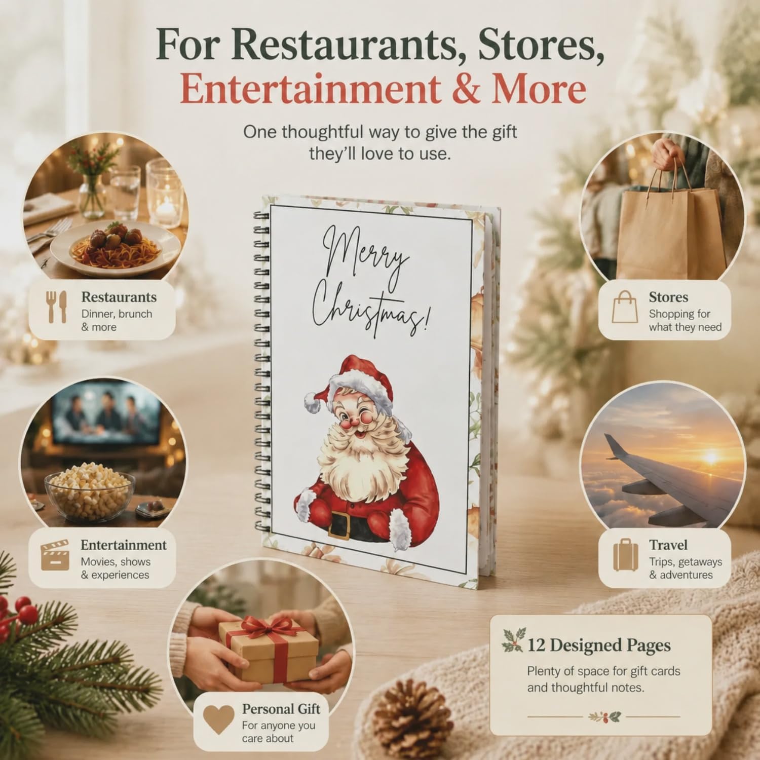 Christmas Gift Card Album, Holiday Gift Card Booklet, 12 Themed Pages image 5