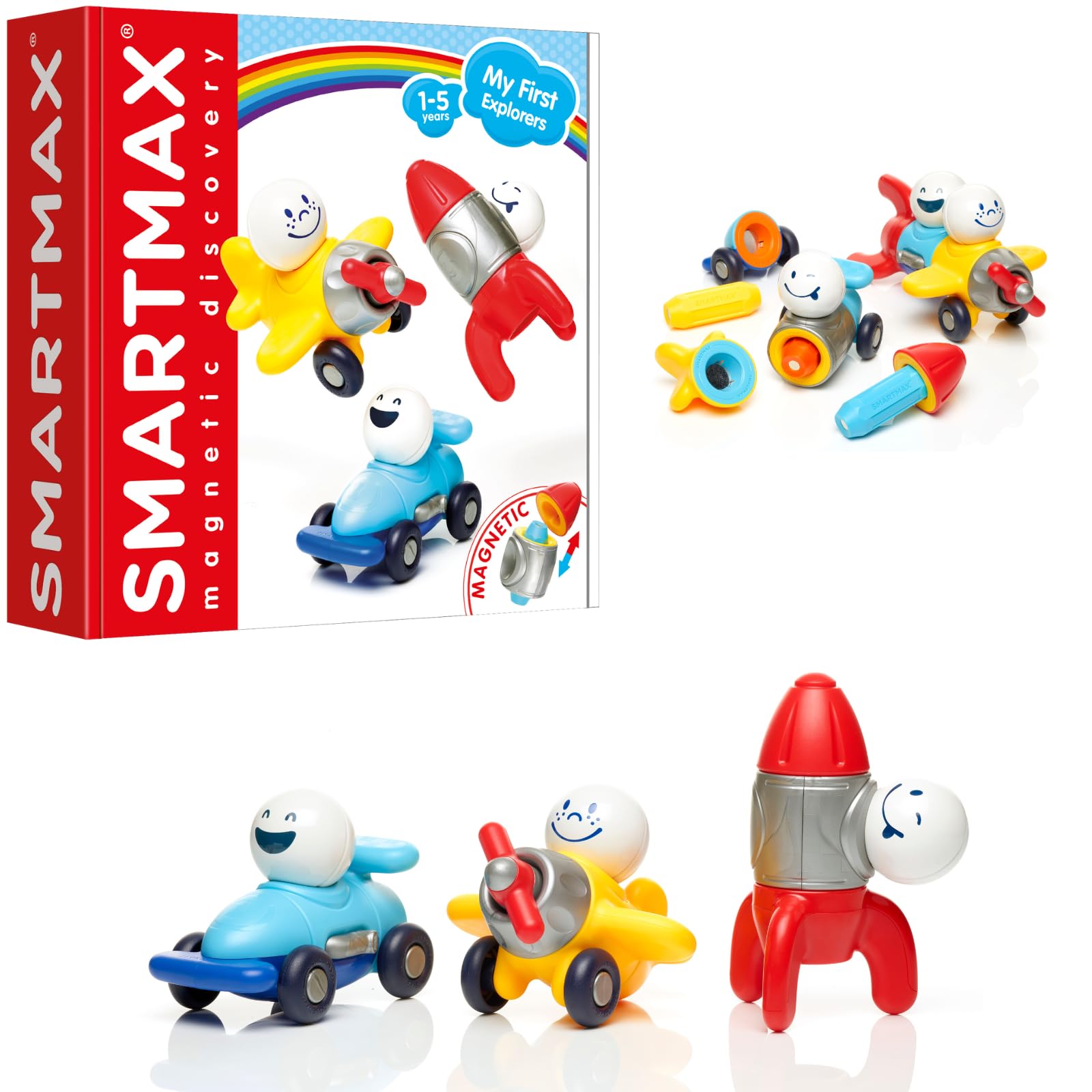 SmartMax My First Explorers Magnetic Vehicle Building Set for Toddlers Ages 1–5