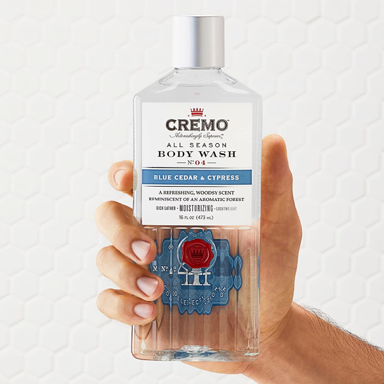 Cremo Men's Body Wash Bundle with Woodsy Blue Cedar & Cypress Scent and Elevated Kentucky Bourbon, Vetiver & Oak Scent, Both 16 Fl Oz