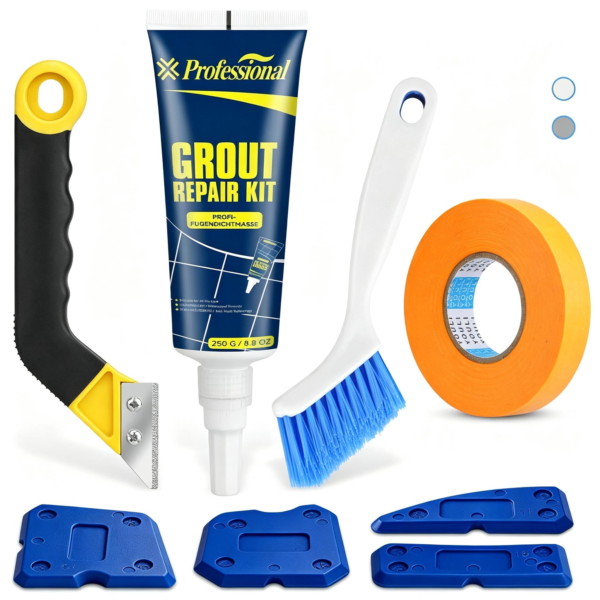Grout Repair Kit, 250g White Tile Grout Paint with Grout Removal tool