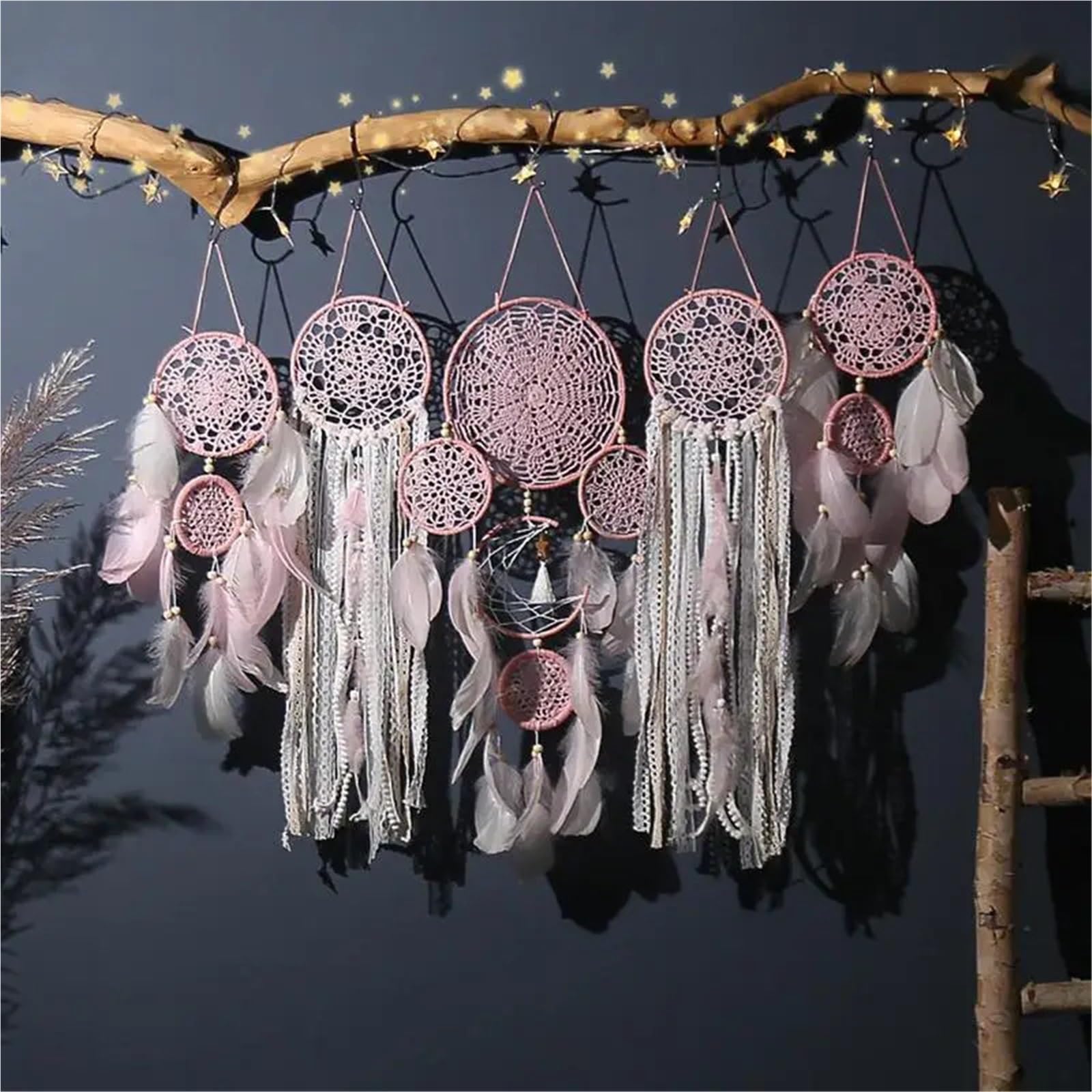 5 Pezzi di acchiappasogni Decorazioni for la casa acchiappasogni Fatti a Mano Ornamenti da Appendere alla Parete for la Stanza per casa(White)