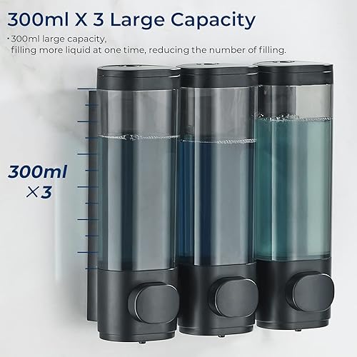 Miniatura 3 de pollock Dispensador de champú y acondicionador, dispensador de ducha de 1 cámara, sin taladro, dispensador de champú para ducha, champú montado en