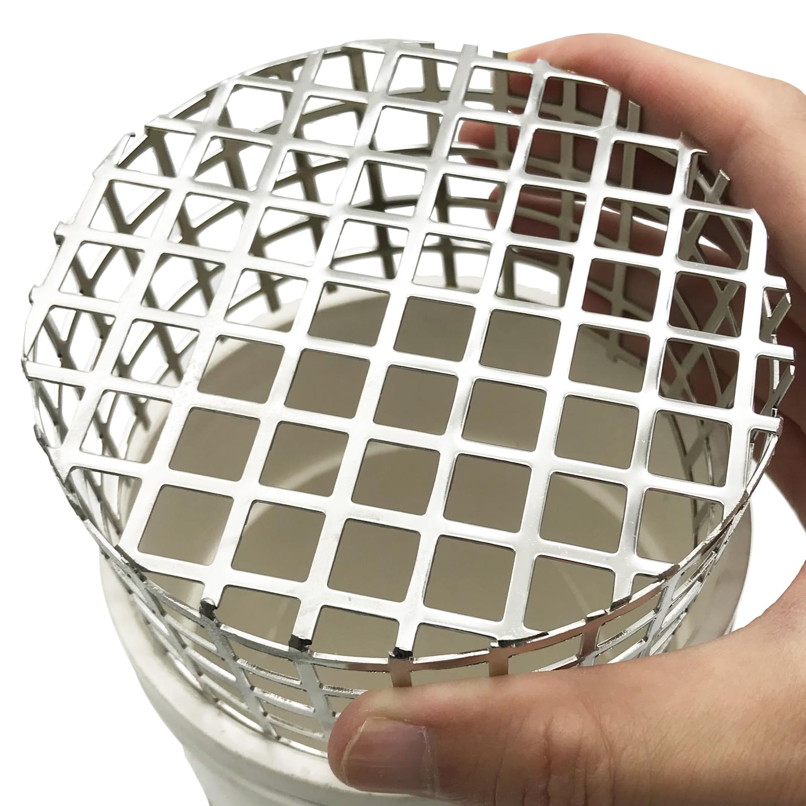 PVC Termination Mesh Vent Cap 4.24" to 4.34" ID 304 Stainless Steel, Heavy Duty, Better Drainage &amp; Anti-Clog Design, Precise Fit Furnace &amp; Roof Vent, Premium Grade Rustproof Protector for Max Airflow