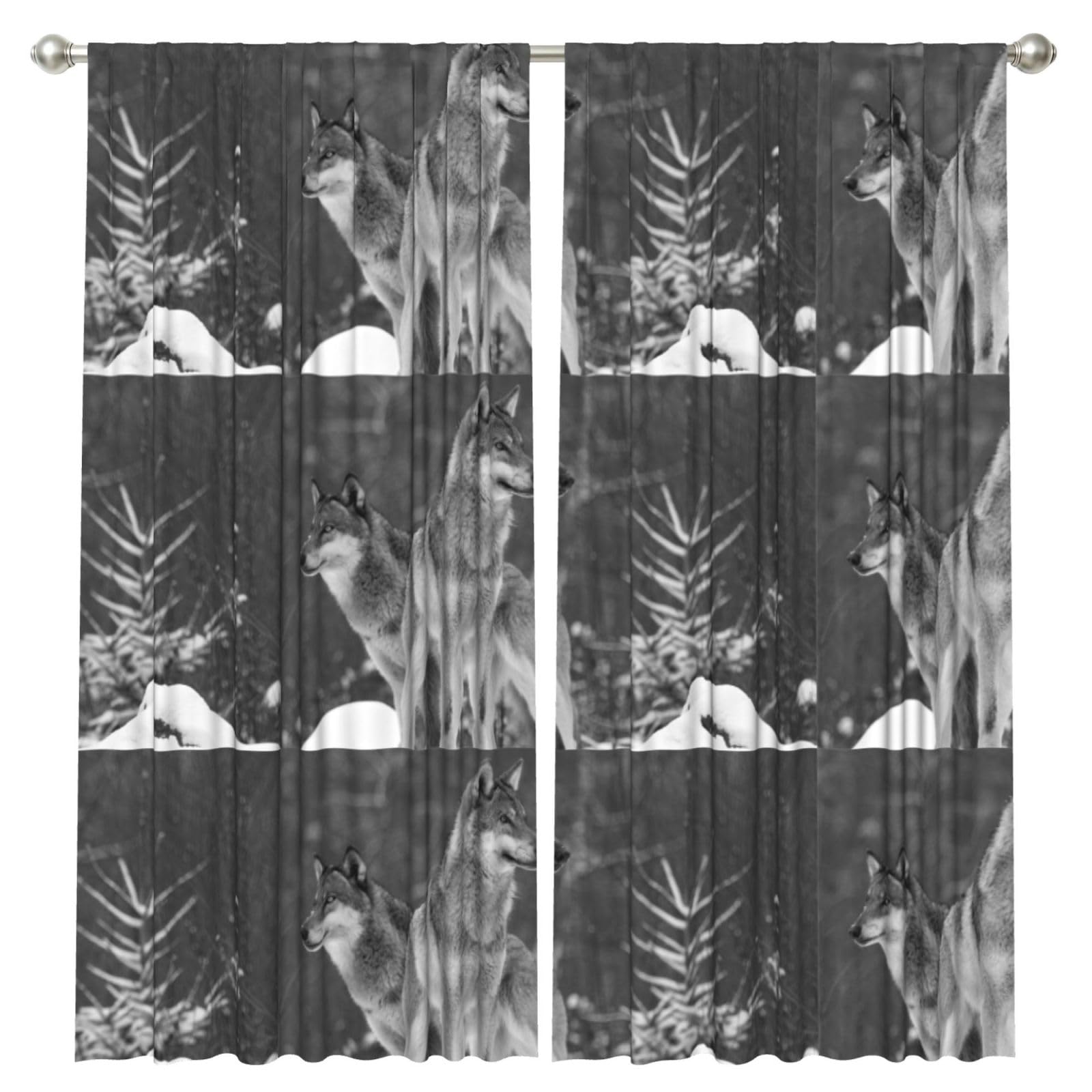 InOmak Wild Wolf Printed, 2 Panels Window Curtains 52 x 84 Inch Blackout Curtains for Living Room Bedroom
