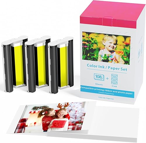 Compatible con Canon Selphy CP1300 CP1500 Tinta y papel KP-108IN Juego de tinta y papel de color para Selphy CP1200 CP910 CP900 CP760 CP770 CP780