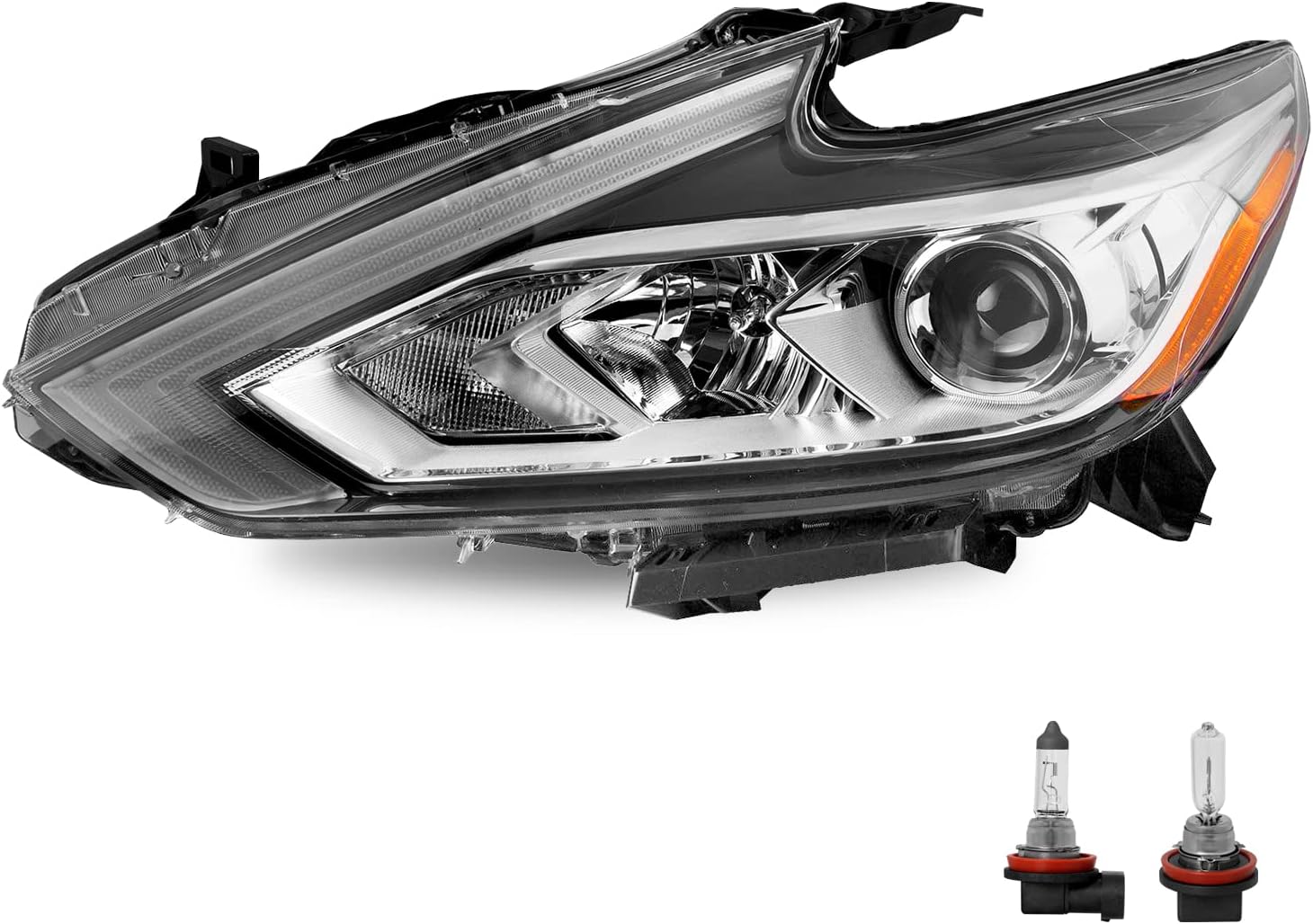 SOCKIR Headlight Assembly Compatible with 2016-2018 Nissan Altima without LED DRL Halogen Headlamp Left Driver Side (Bulbs Included)