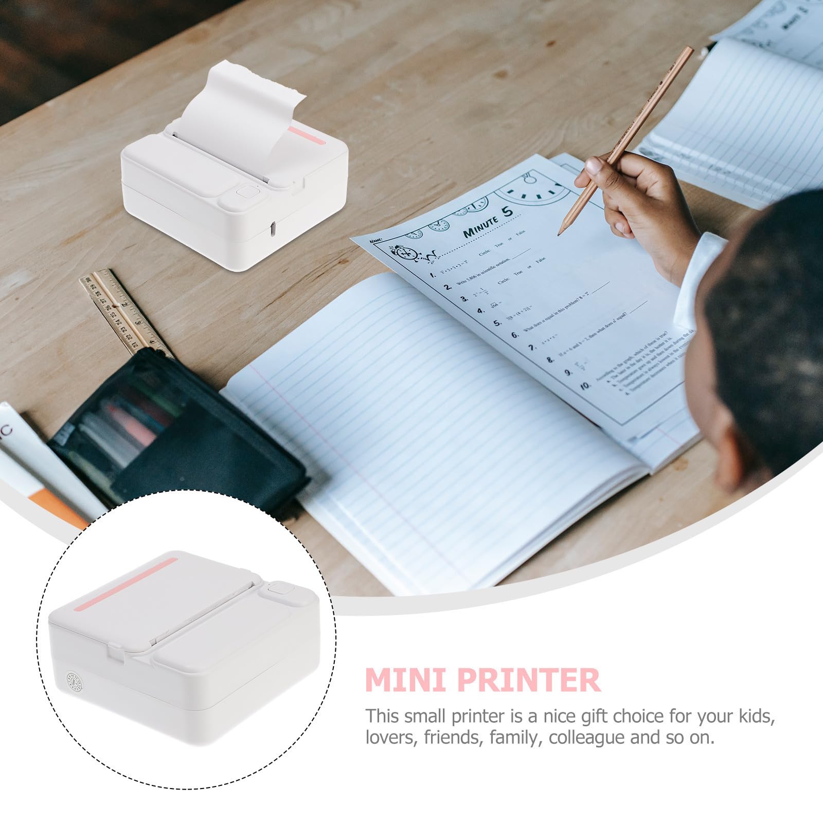 WOONEKY Impresora Portátil de Bolsillo Inalámbrica 200dpi 3.4v USB