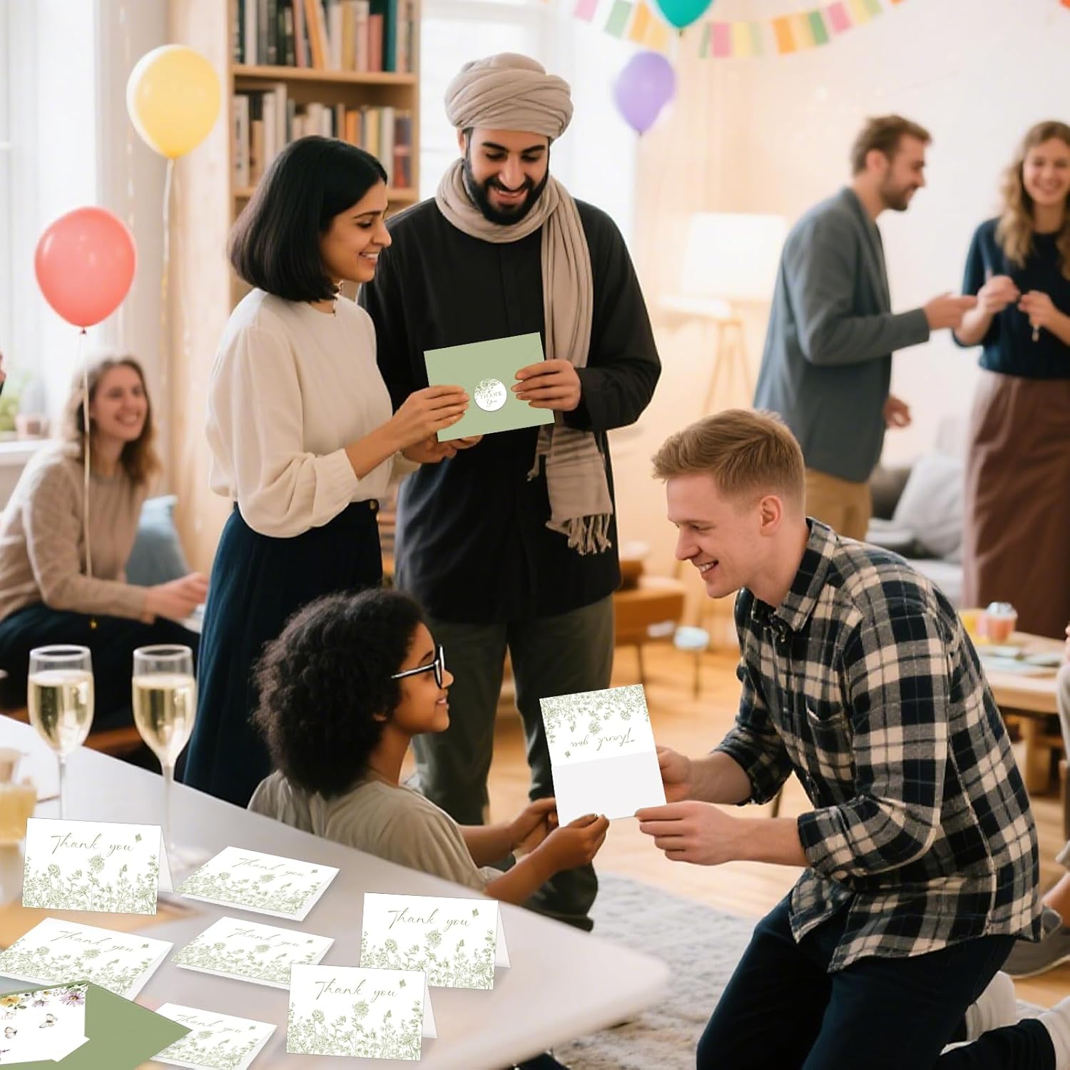 48 Pack Sage Green Floral Thank You Cards With Envelopes Stickers, Wedding Floral Thank You Card Greenery Bridal Shower Birthday Supplies - Image 7
