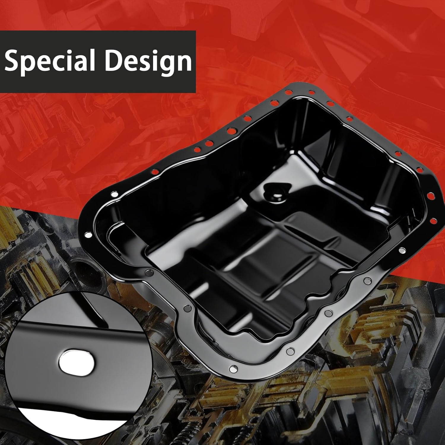 264-359 Engine Oil Pan with 22*Screws and Drain Plug Compatible with Hyundai (Santa Fe/Sonata/Tucson) KIA (Optima/Sorento/Sportage/Forte/Rondo) L4 2.0 2.4 Replace 21510-2G050