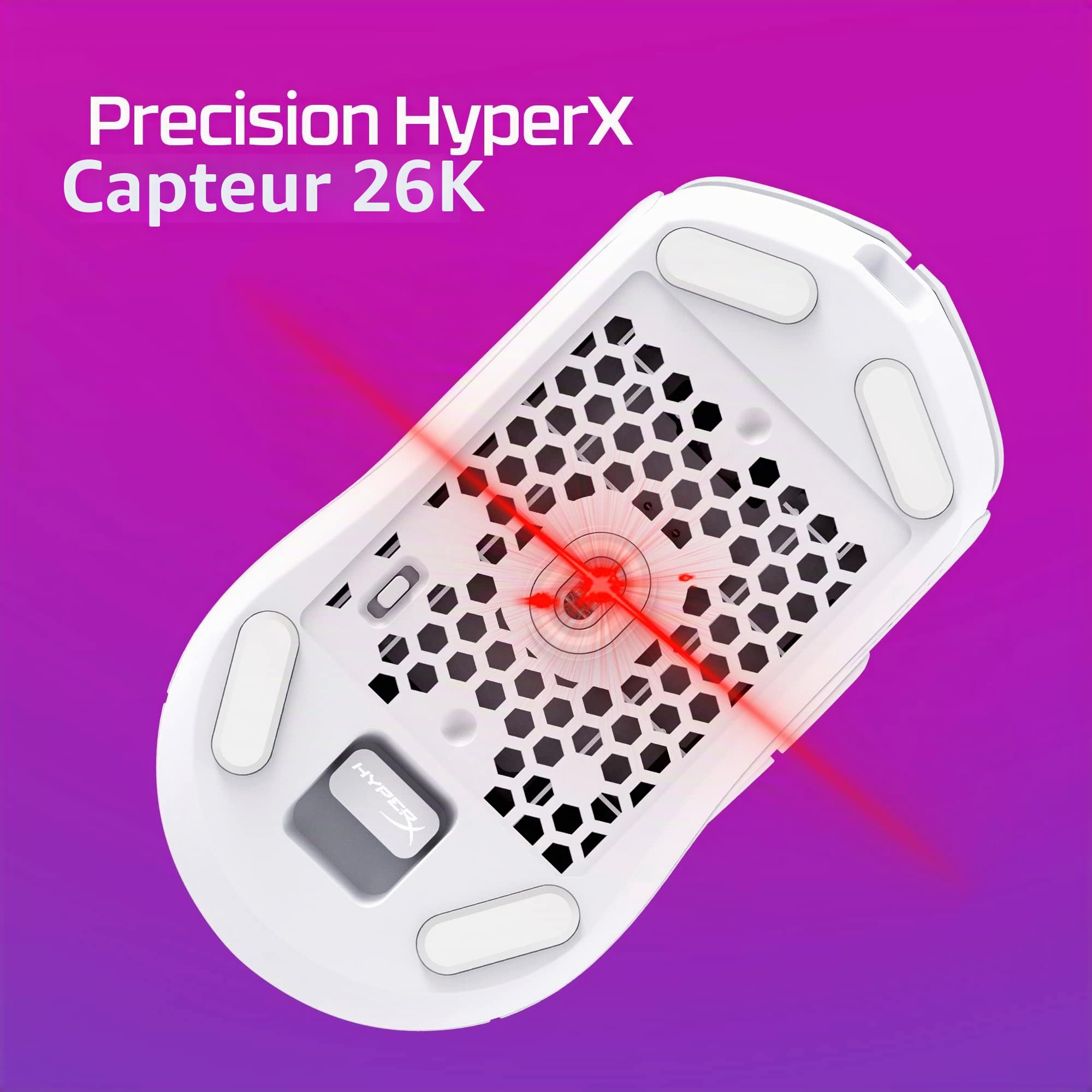 HyperX Pulsefire Haste 2 Wireless, Souris Gaming Sans Fil Ultra Légère 61 g, Capteur HyperX 26K jusqu’à 26 000 DPI, Double Connexion Sans Fil 2.4 GHz et Bluetooth, Autonomie jusqu’à 100h, Noir