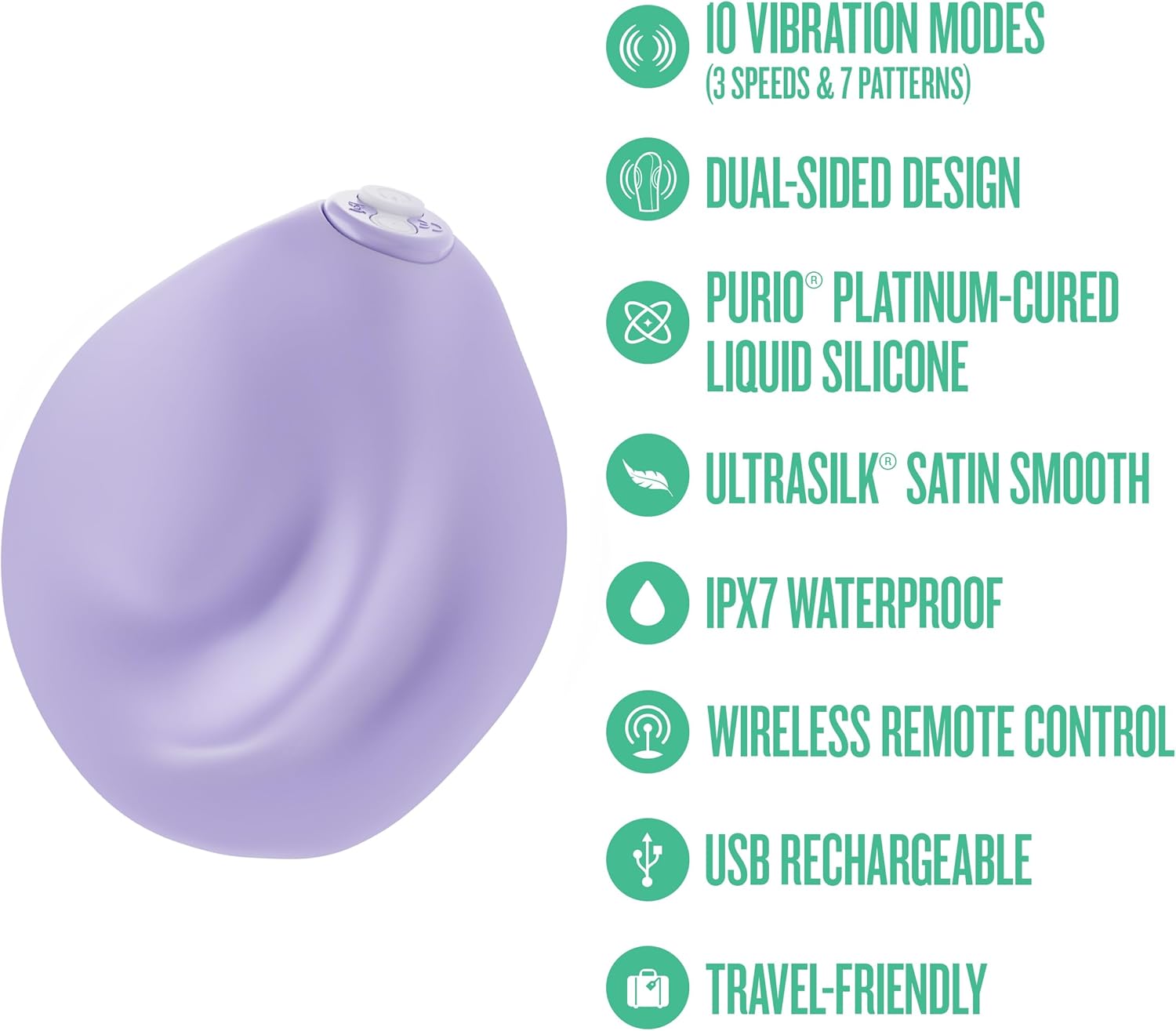 Blush Urself PulsePad 4" Silicone Vibrator for Women - Double-Sided Grinding & Straddling Play - Clitoral Vaginal Heighten Sensation Stimulator Discreet Adult Sex Toy, RC, IPX7, USB Charge - Purple