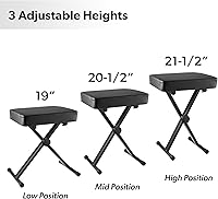 Vista 3 de Hamzer Banco de piano acolchado, taburete ajustable para teclado, plegable y portátil con cojín acolchado, asiento estable y resistente plegable