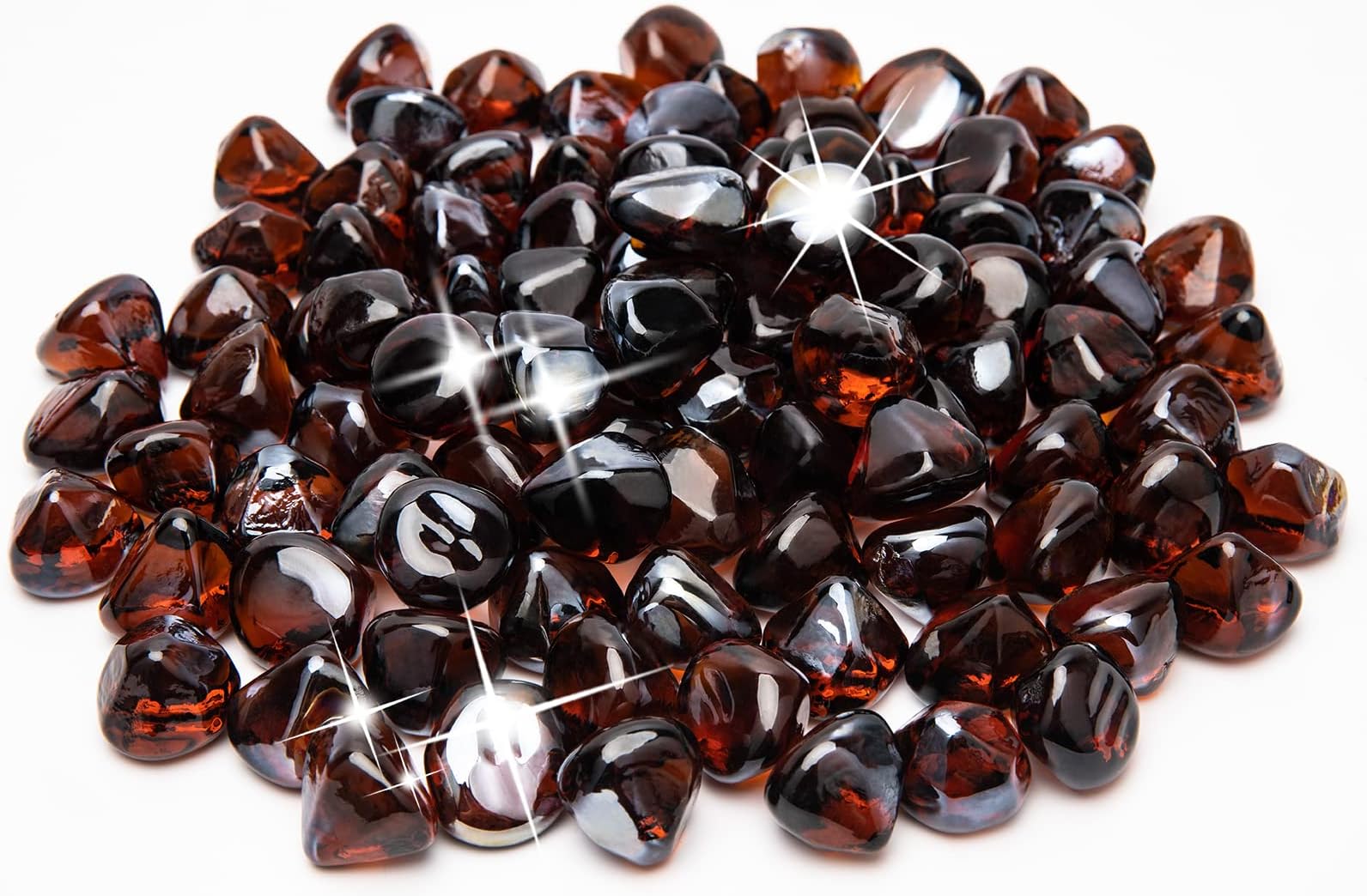 CMOOD 10Pound Fire Glass Diamond 1 inch Firepit Glass Rock