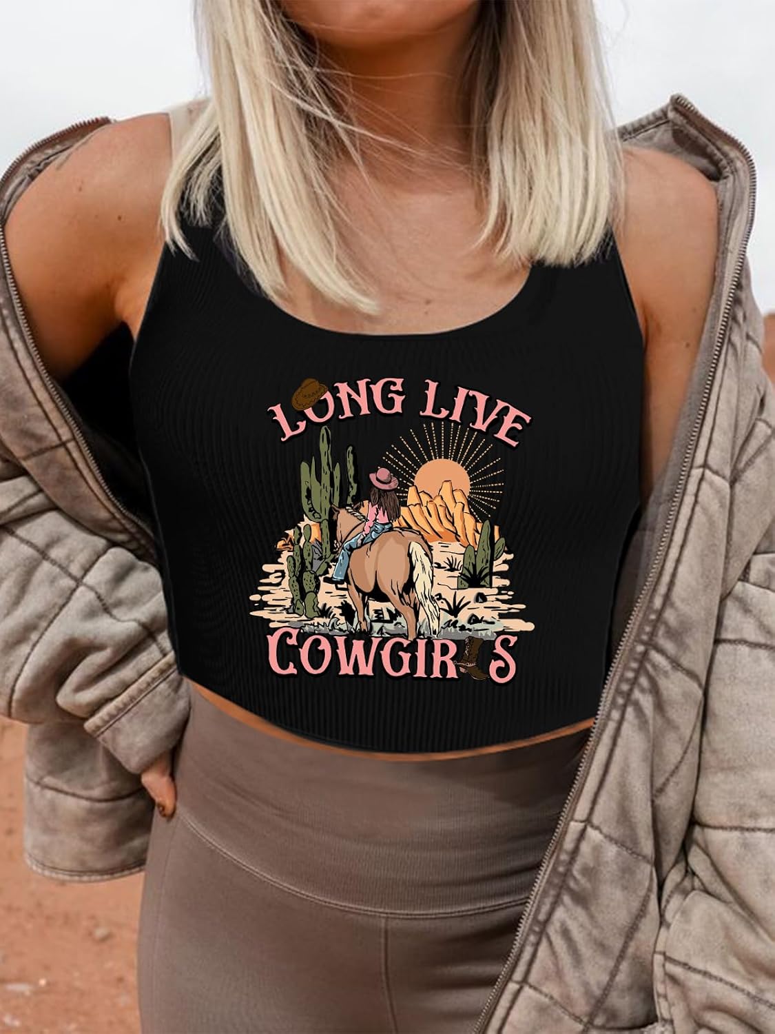 Sleeveless Cowgirl Crop Top for Women Summer Western Tank Tops Rodeo Cowboy Graphic Shirts Chic Country Concert Outfit - Image 2