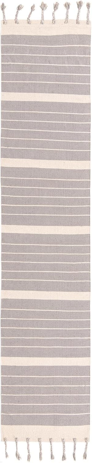 Unique Loom Chindi Cotton Collection Area Rug - Sophie (2' 7" x 12' 2" Runner, Gray and White)