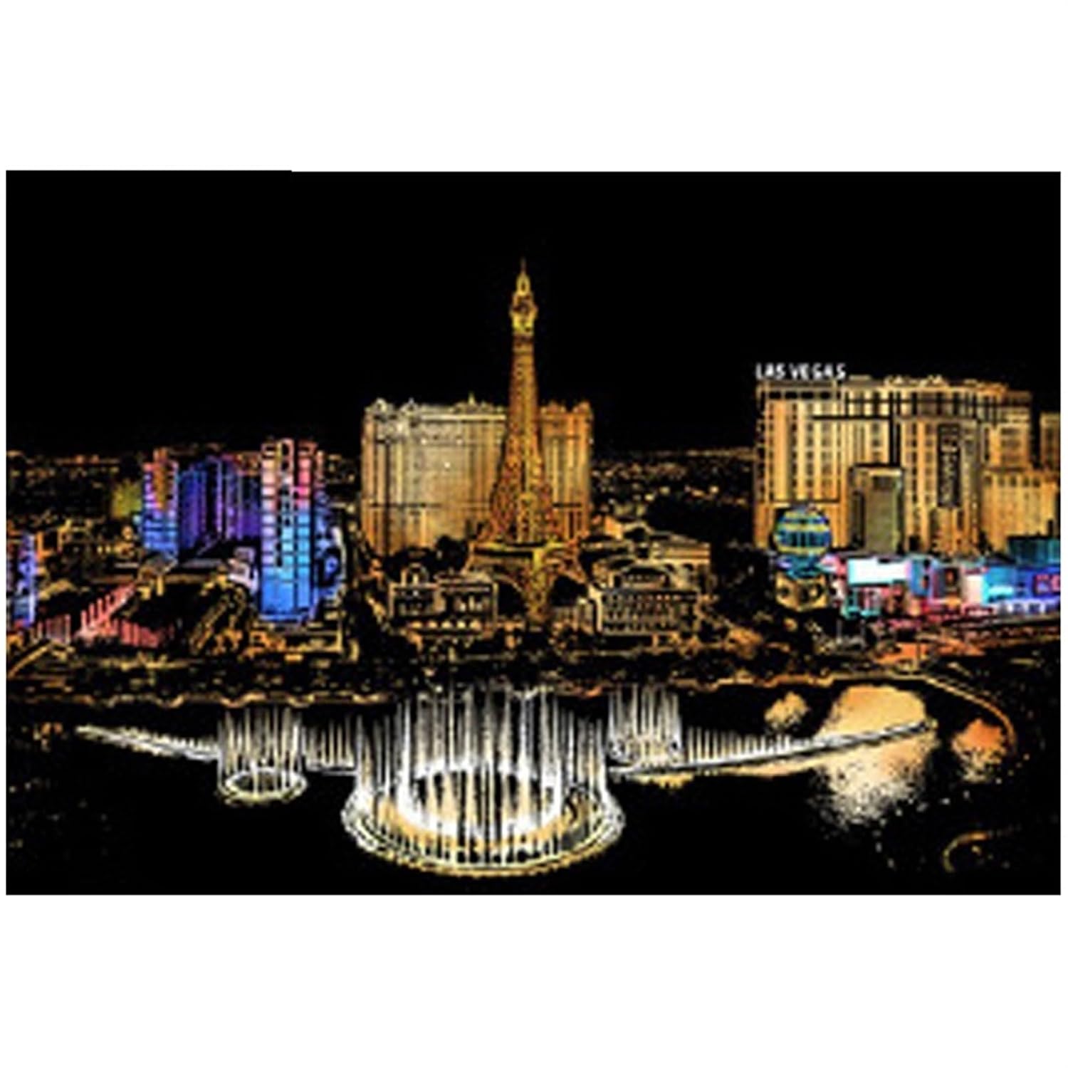 Jefuzh Scratch Pictures Las Vegas City Paper 41x28.7cm Creative Set Screen Postcard Art Gifts Fashion DIY Drawing Picture Wall