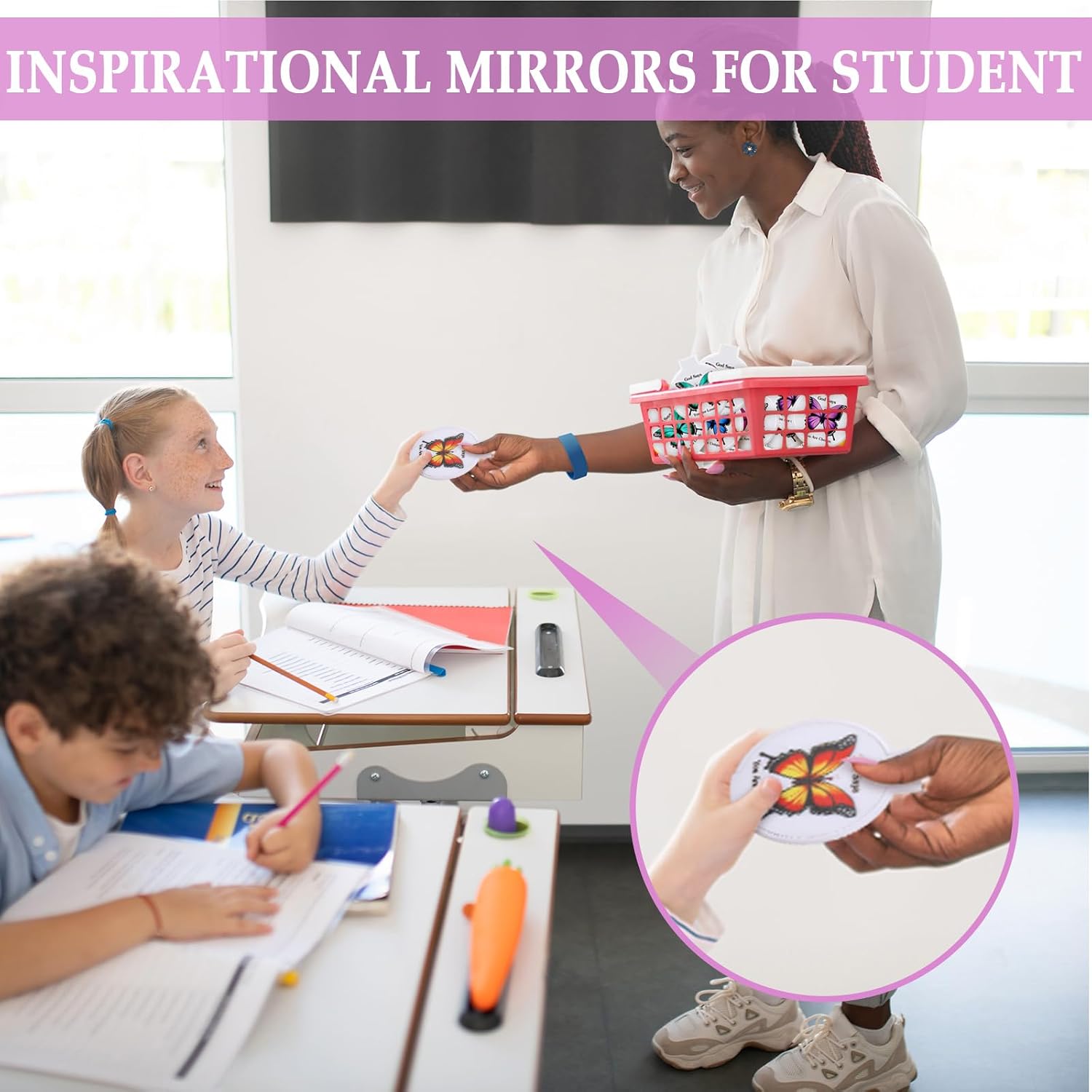 Geetery 24 Pcs Inspirational Compact Mirror Bulk Christian Mirrors Bible Scripture Mirrors Butterfly Gifts Round Folding Mini Pocket Boho Mirror for Women Makeup Portable Small Bulk Travel Daily Use