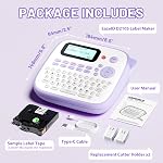 Label Maker Machine with Tape, Purple Labeler Waterproof Labels for Kids | Portable Labeler Teachers Classroom Use, Desktop Labeler with Multiple Symbols & Fonts for Home Office School Use, D210S