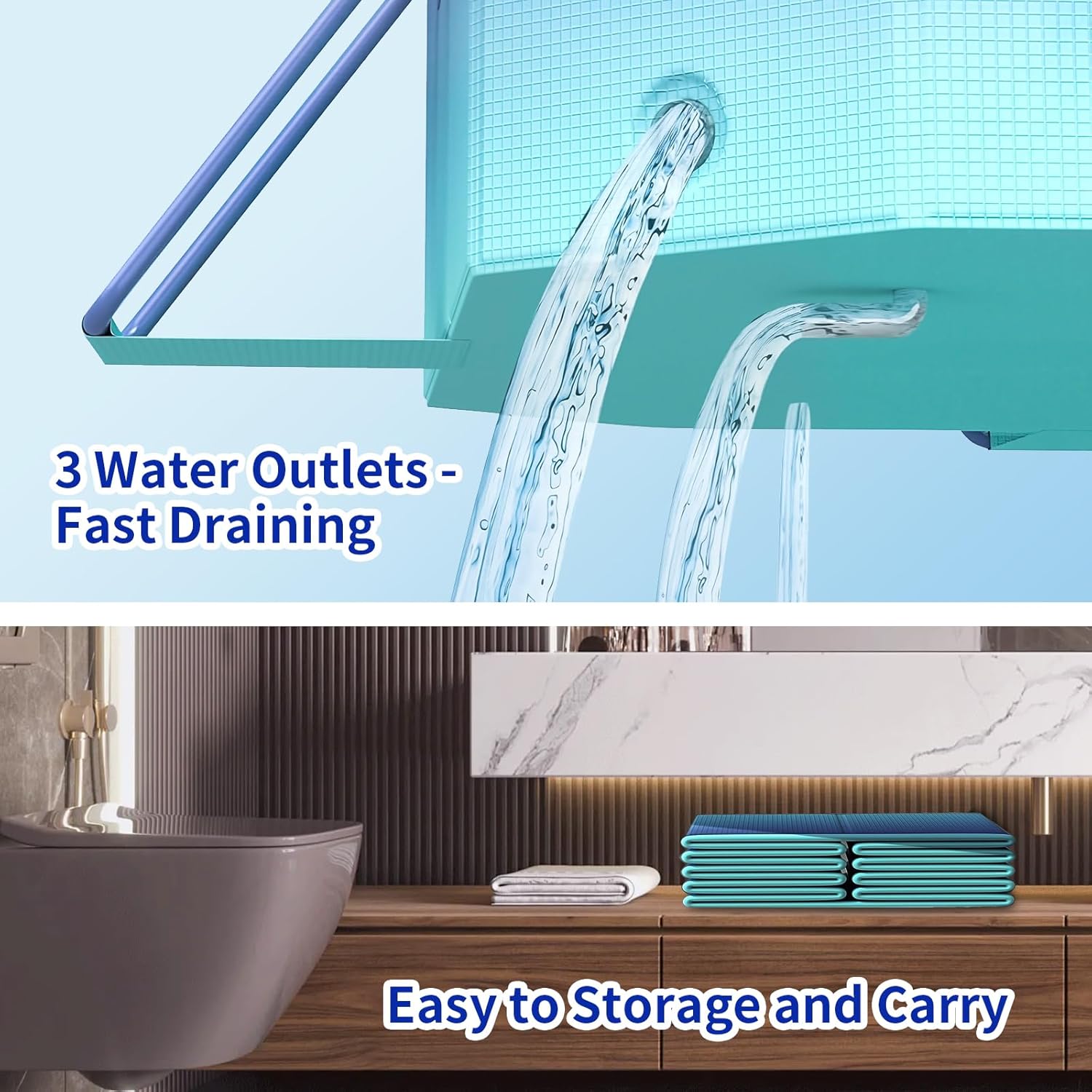 Non-Inflatable Swimming Pool, Foldable Kiddle Pool for Kids and Pets, Portable Kid Pools, Collapsible Dog Pools for Outdoor Backyard Garden (52"×36.2"×17.7")