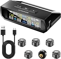 LETOURWM RV TPMS 2025 Upgrade: 6 Sensors Solar USB-C Color LCD Display, 144PSI 6 Alarms IP68 for Trailers Trucks RVs