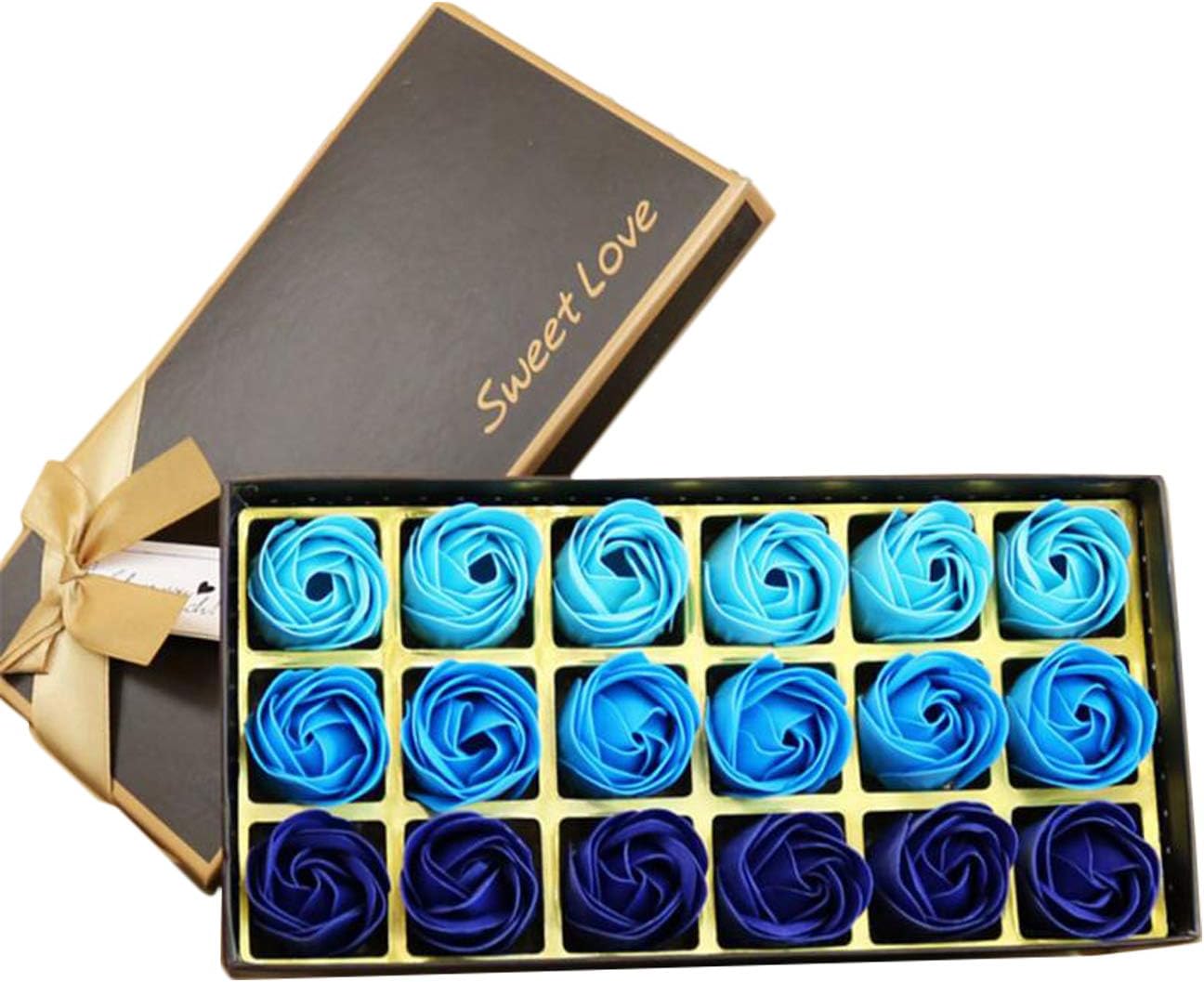 SunTrader 18 pcs Floral Scented Bath Soap Rose Flower Petals,Gift for Anniversary/Birthday/Wedding/Valentine’s Day/Mother’s Day (Blue)